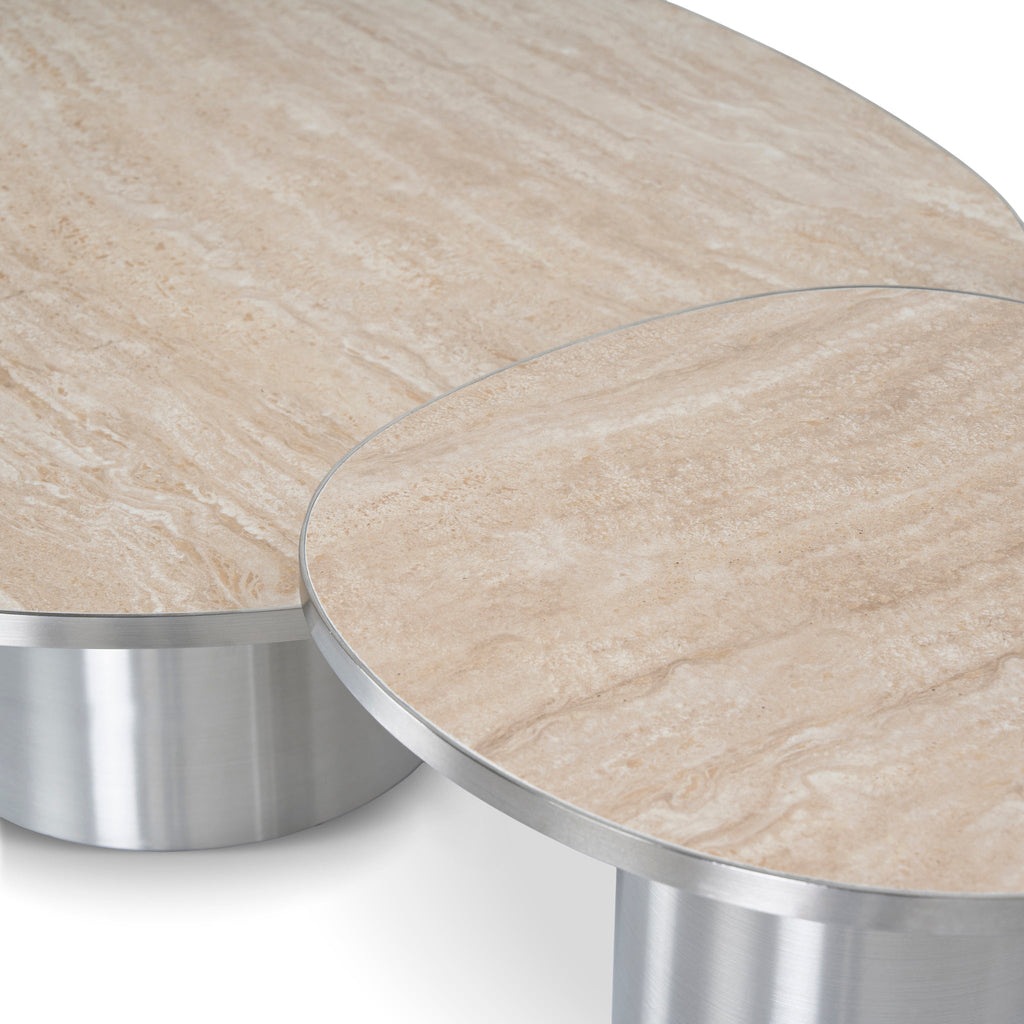 Nested Porcelain Venezia Coffee Table - Stainless Steel