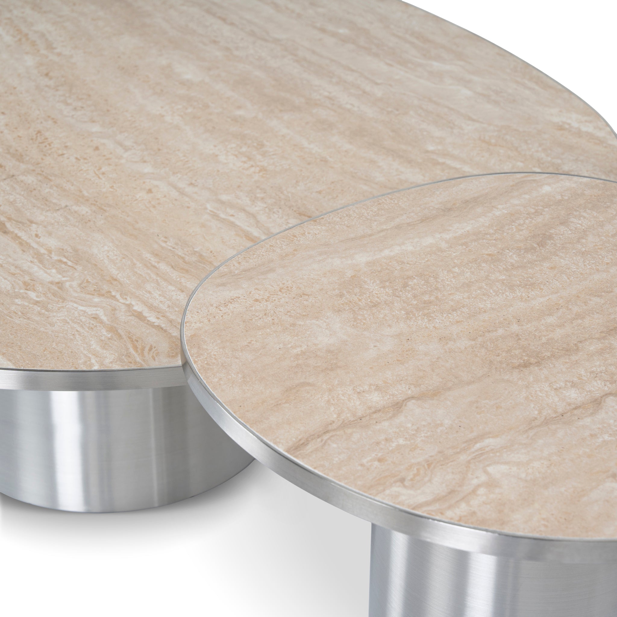 Nested Porcelain Venezia Coffee Table - Stainless Steel