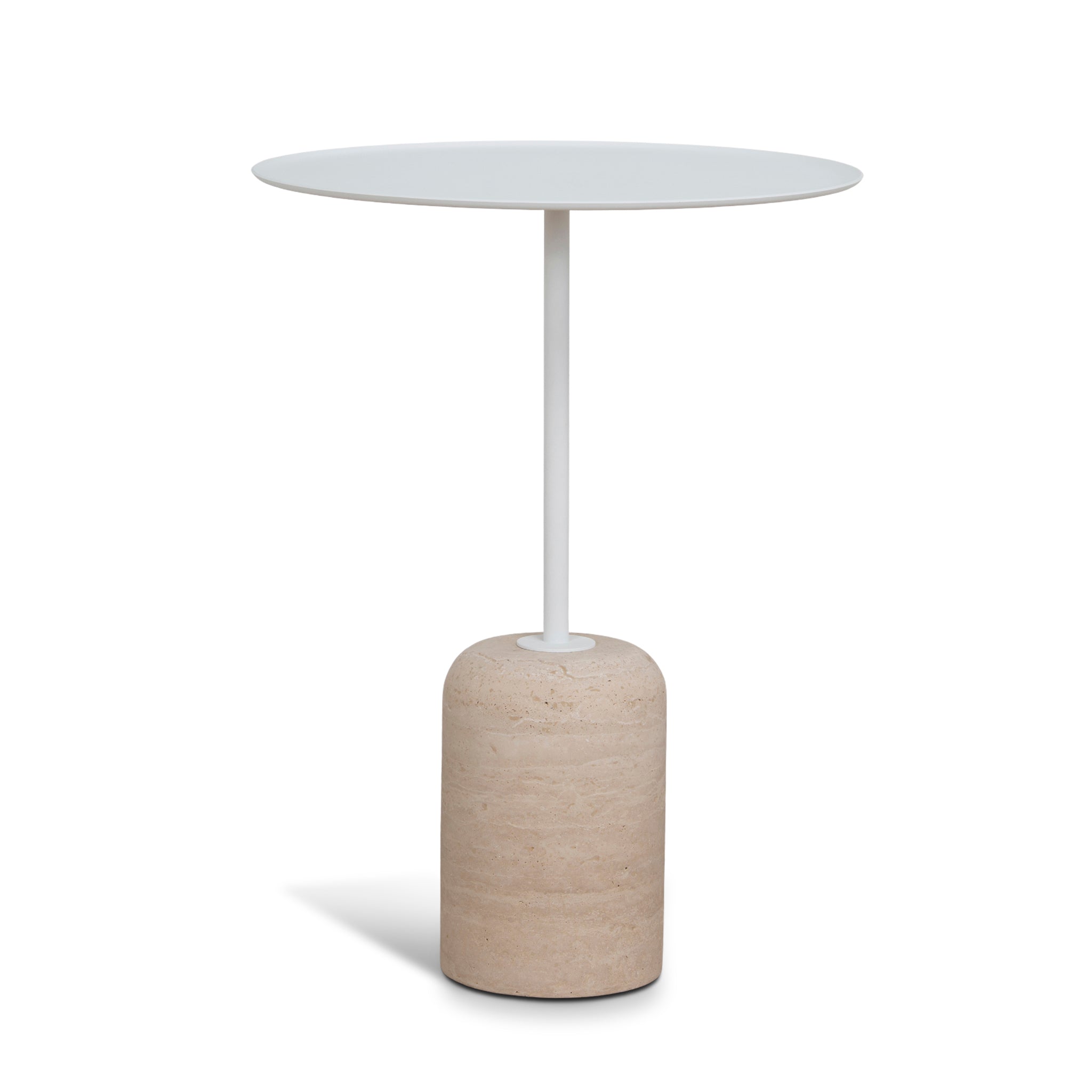 45cm Matte White Capri Side Table - Travertine