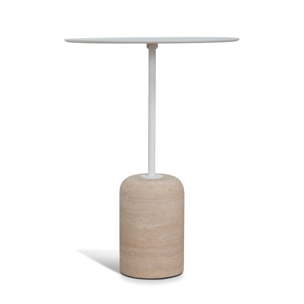 45cm Matte White Capri Side Table - Travertine