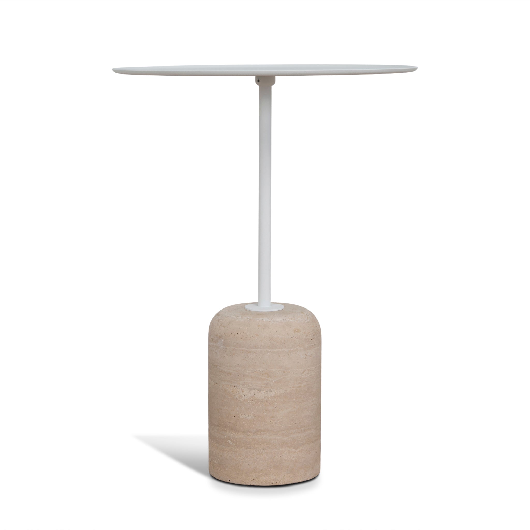 45cm Matte White Capri Side Table - Travertine