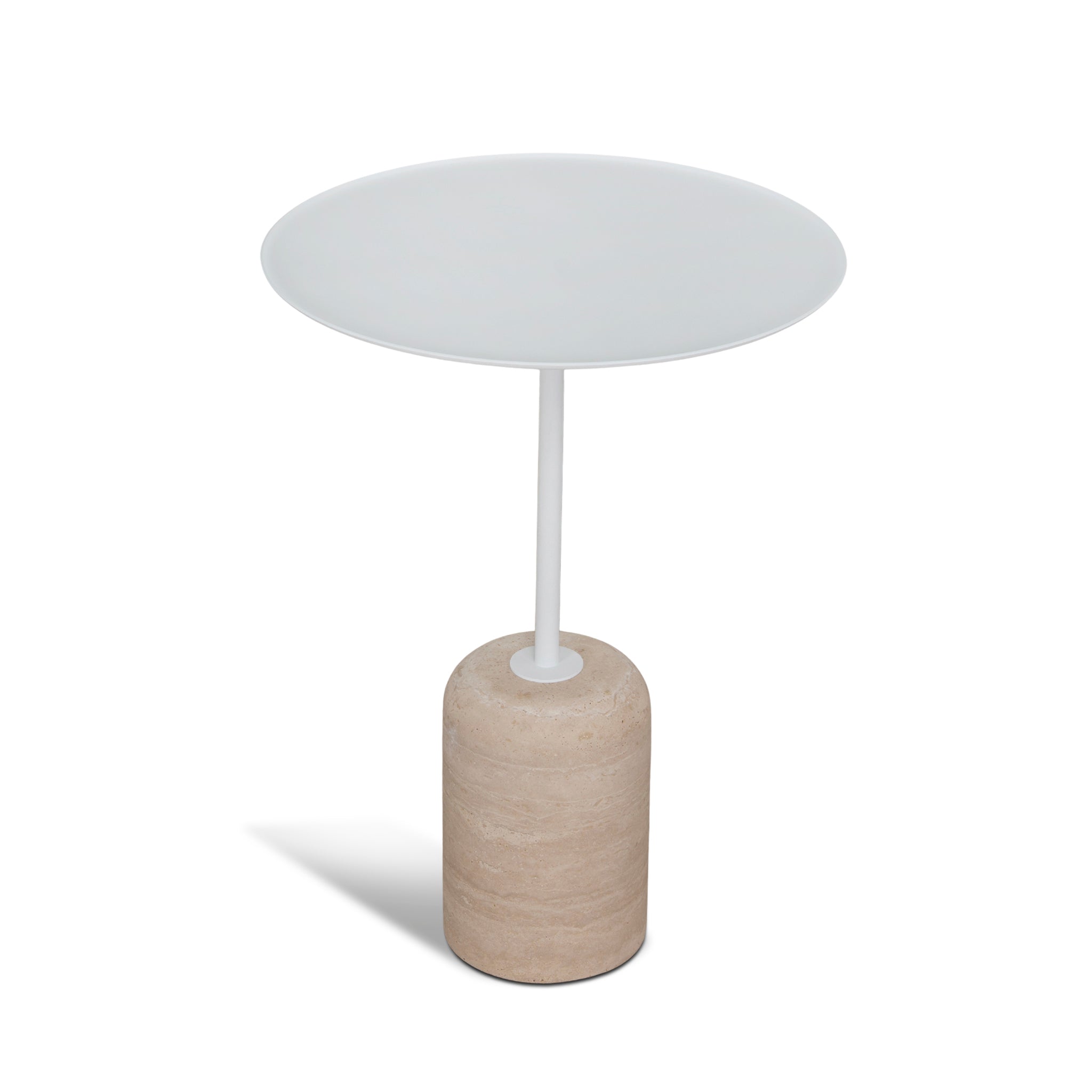 45cm Matte White Capri Side Table - Travertine