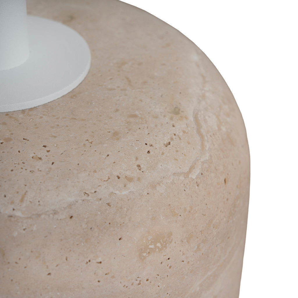 45cm Matte White Capri Side Table - Travertine