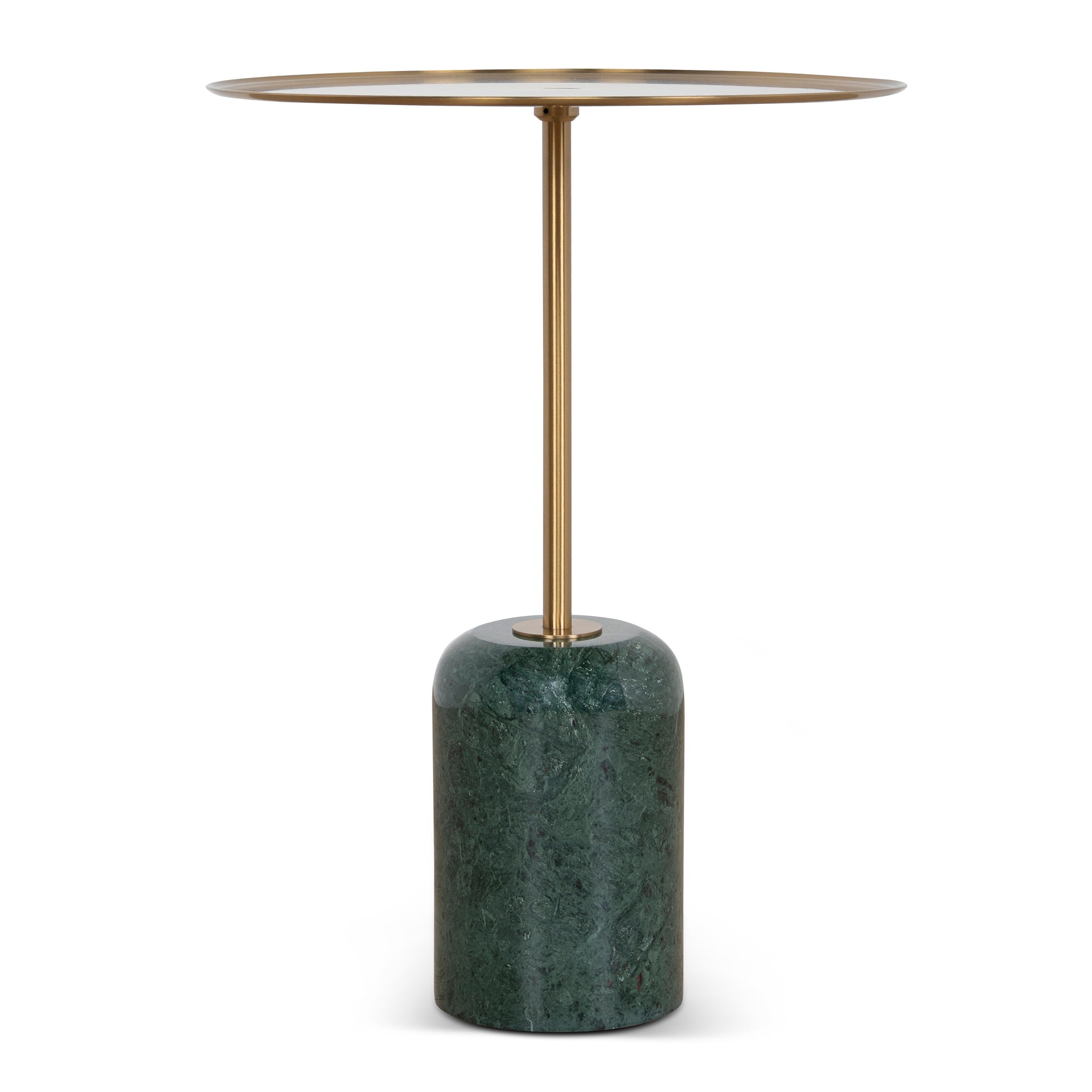 45cm Brushed Gold Capri Side Table - Green Crystal