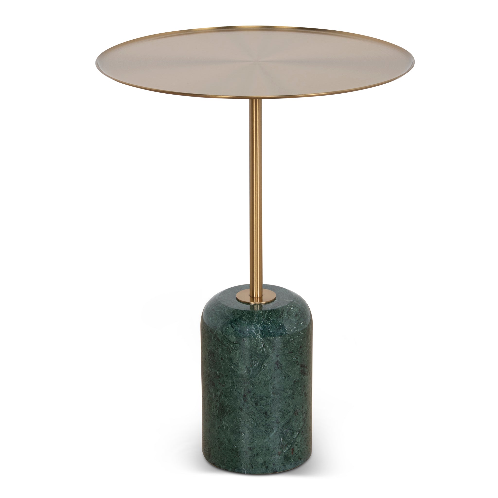 45cm Brushed Gold Capri Side Table - Green Crystal