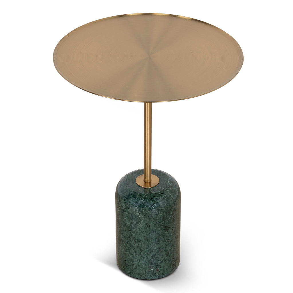 45cm Brushed Gold Capri Side Table - Green Crystal