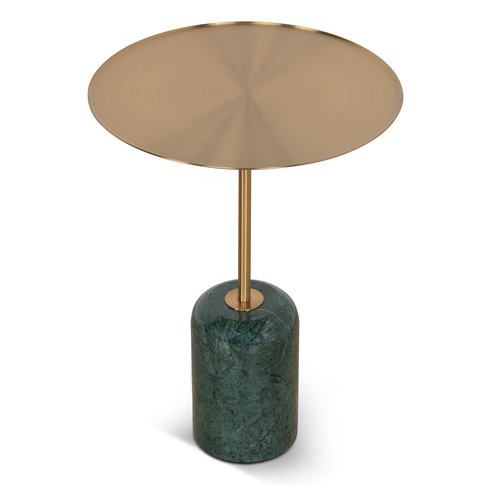 45cm Brushed Gold Capri Side Table - Green Crystal