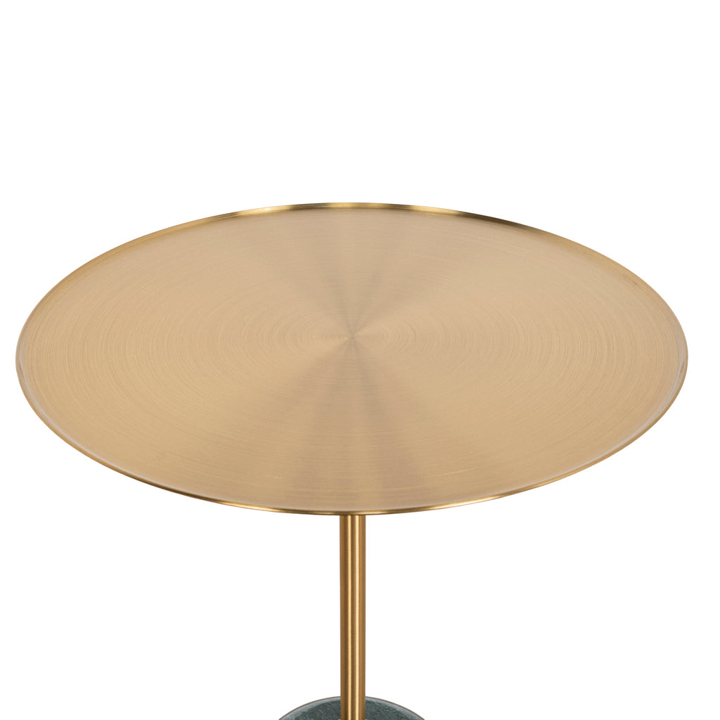 45cm Brushed Gold Capri Side Table - Green Crystal
