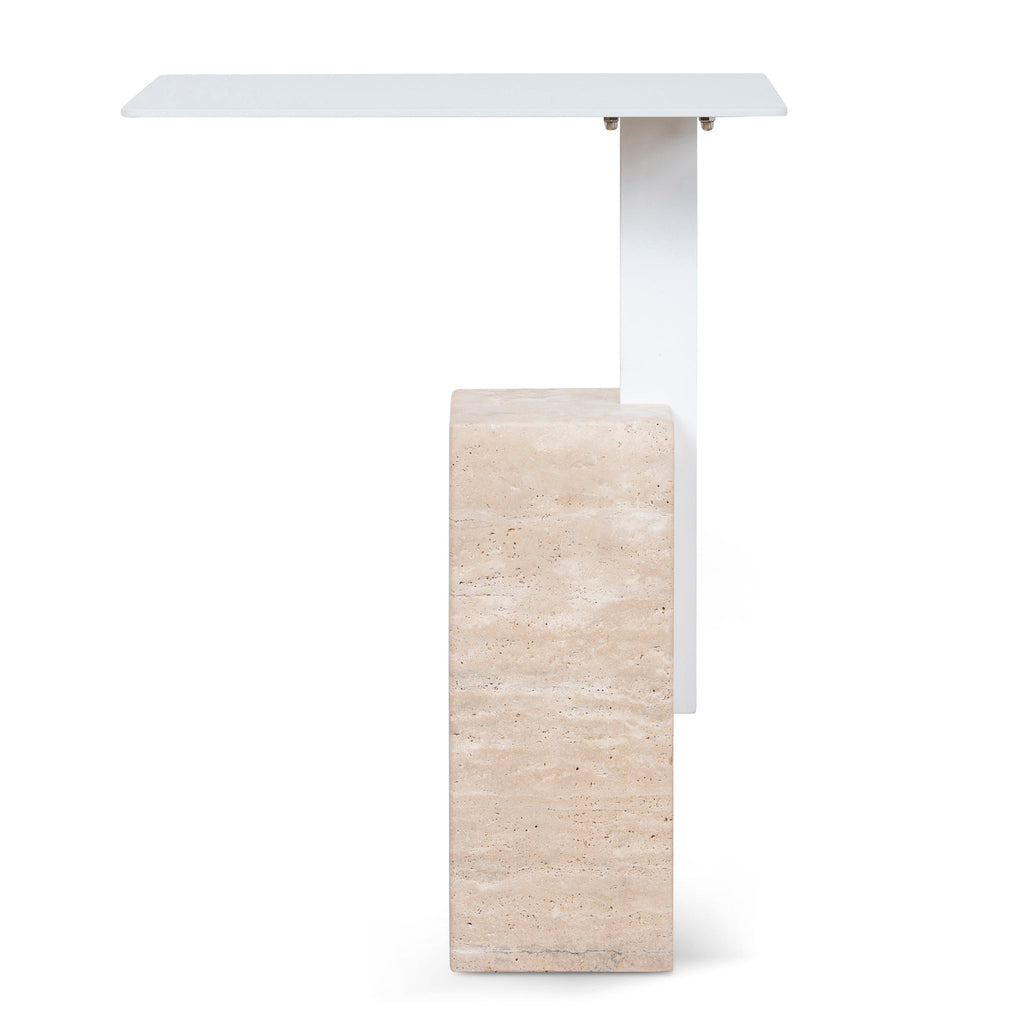40cm Matte White Capri Side Table - Natural