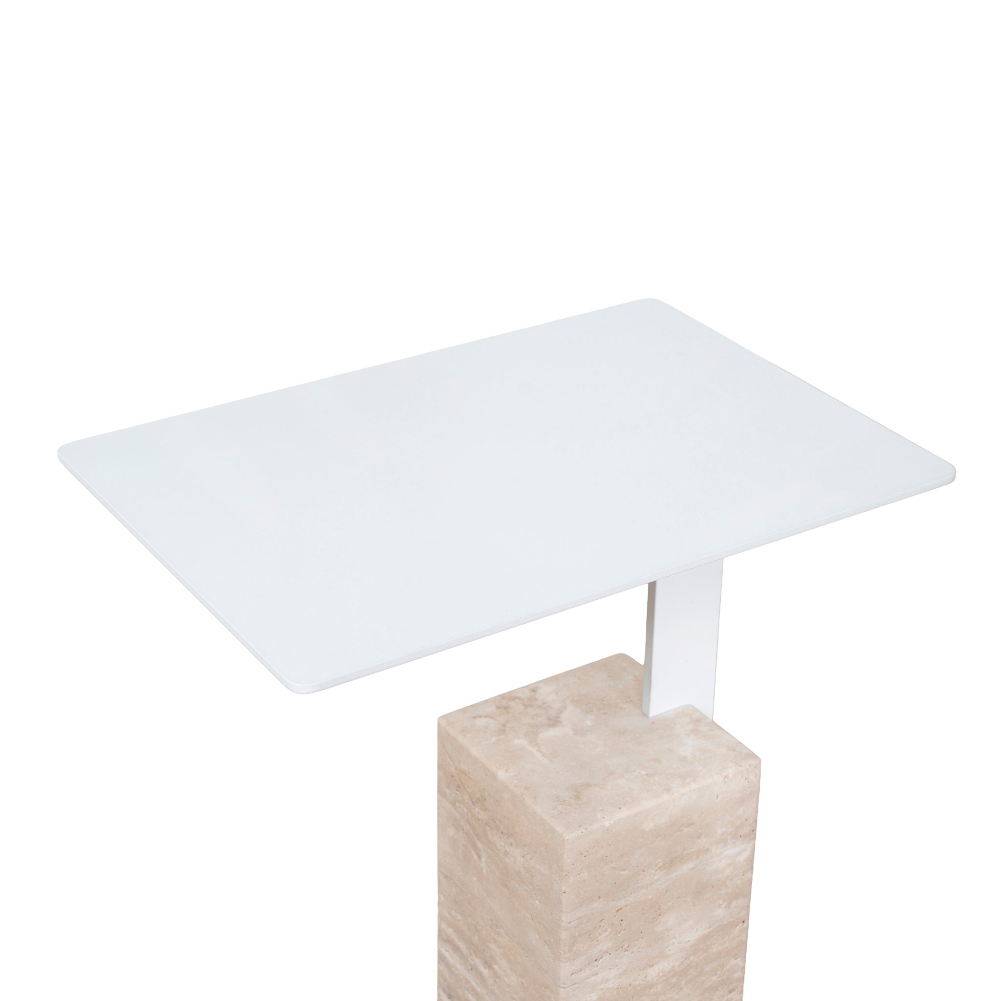 40cm Matte White Capri Side Table - Natural
