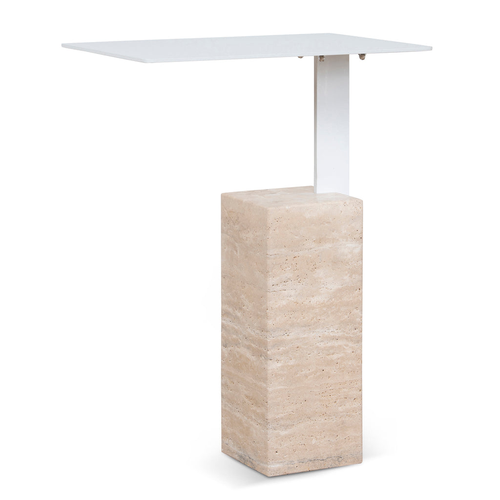 40cm Matte White Capri Side Table - Natural