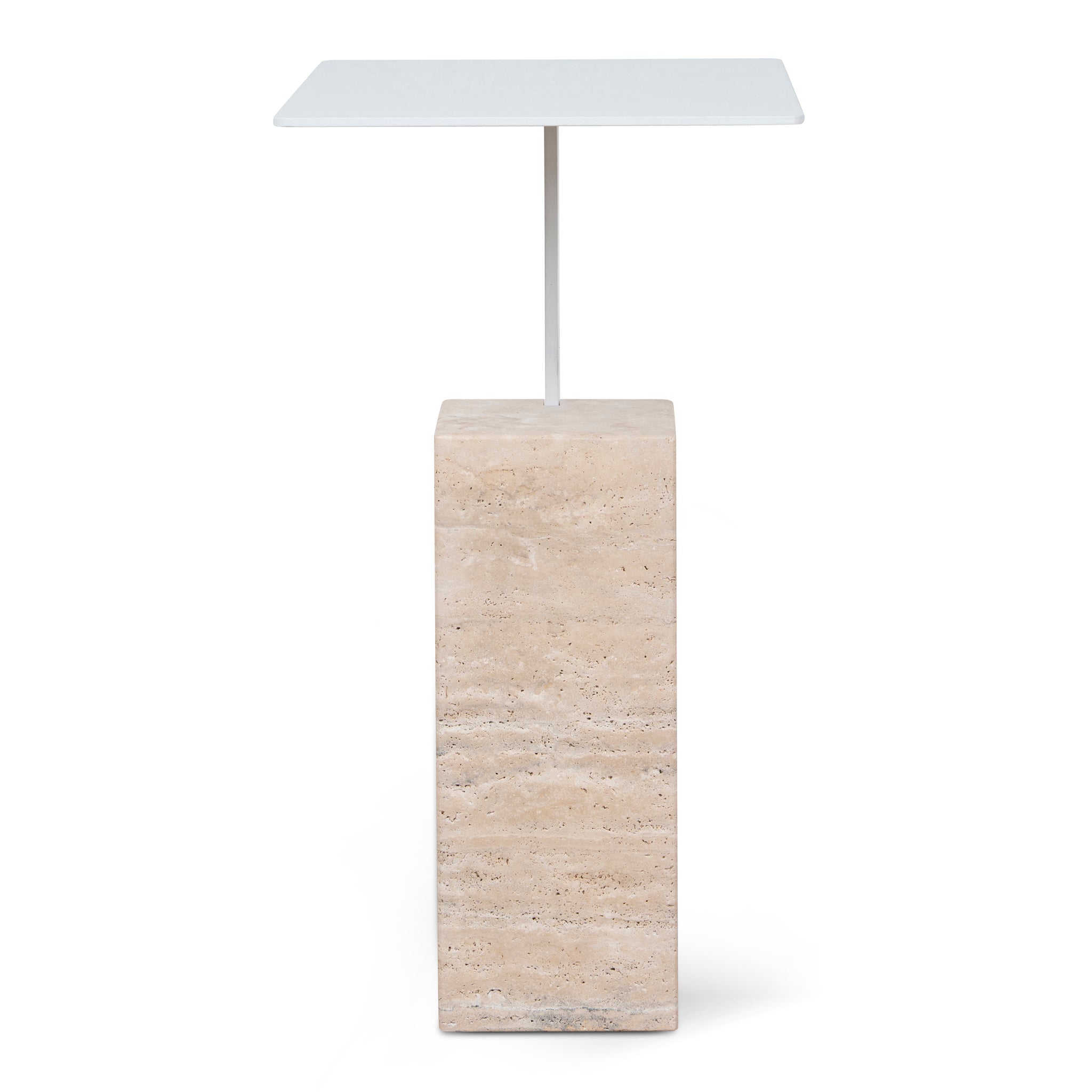40cm Matte White Capri Side Table - Natural