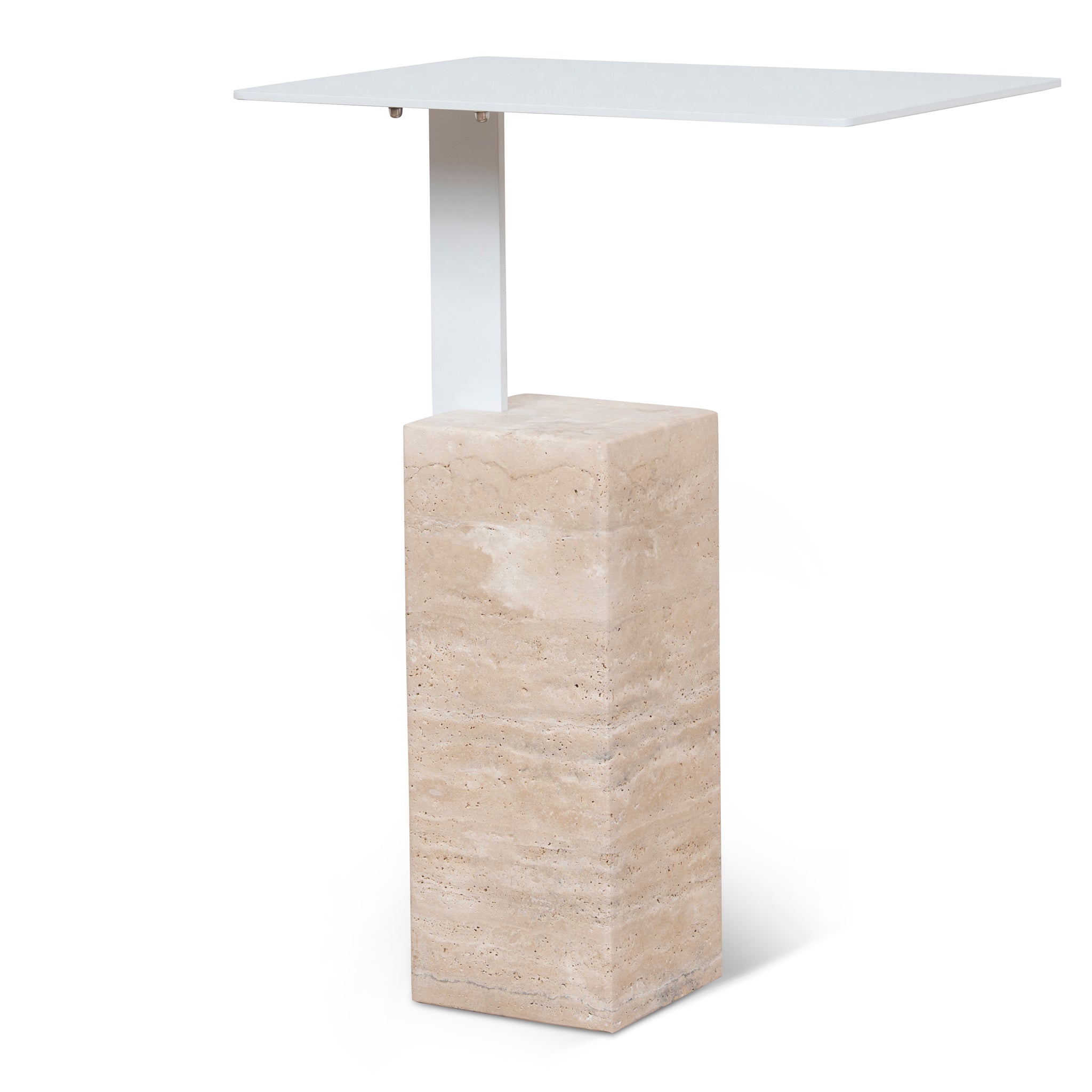 40cm Matte White Capri Side Table - Natural