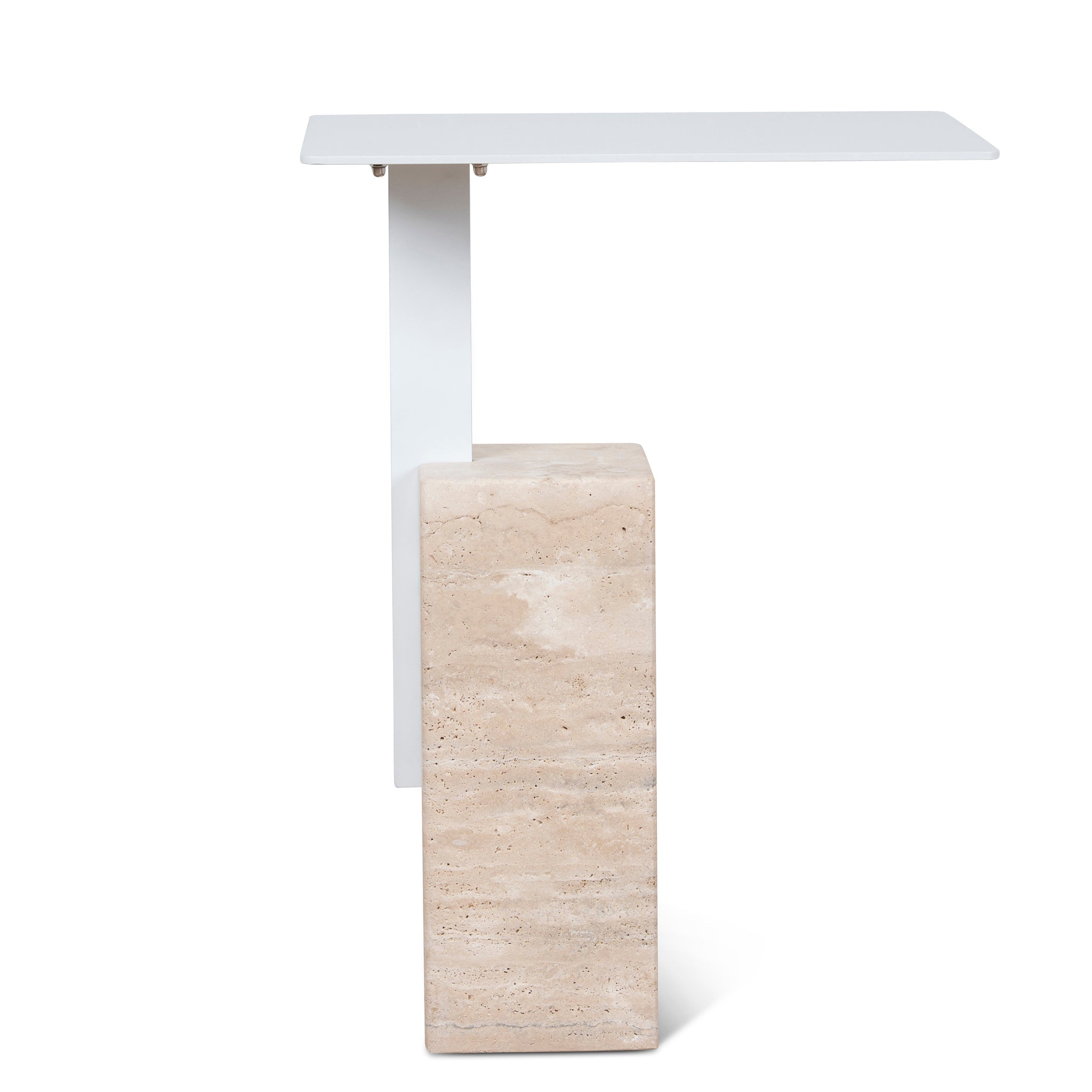 40cm Matte White Capri Side Table - Natural
