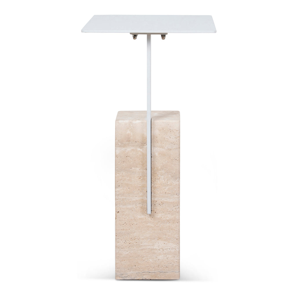40cm Matte White Capri Side Table - Natural