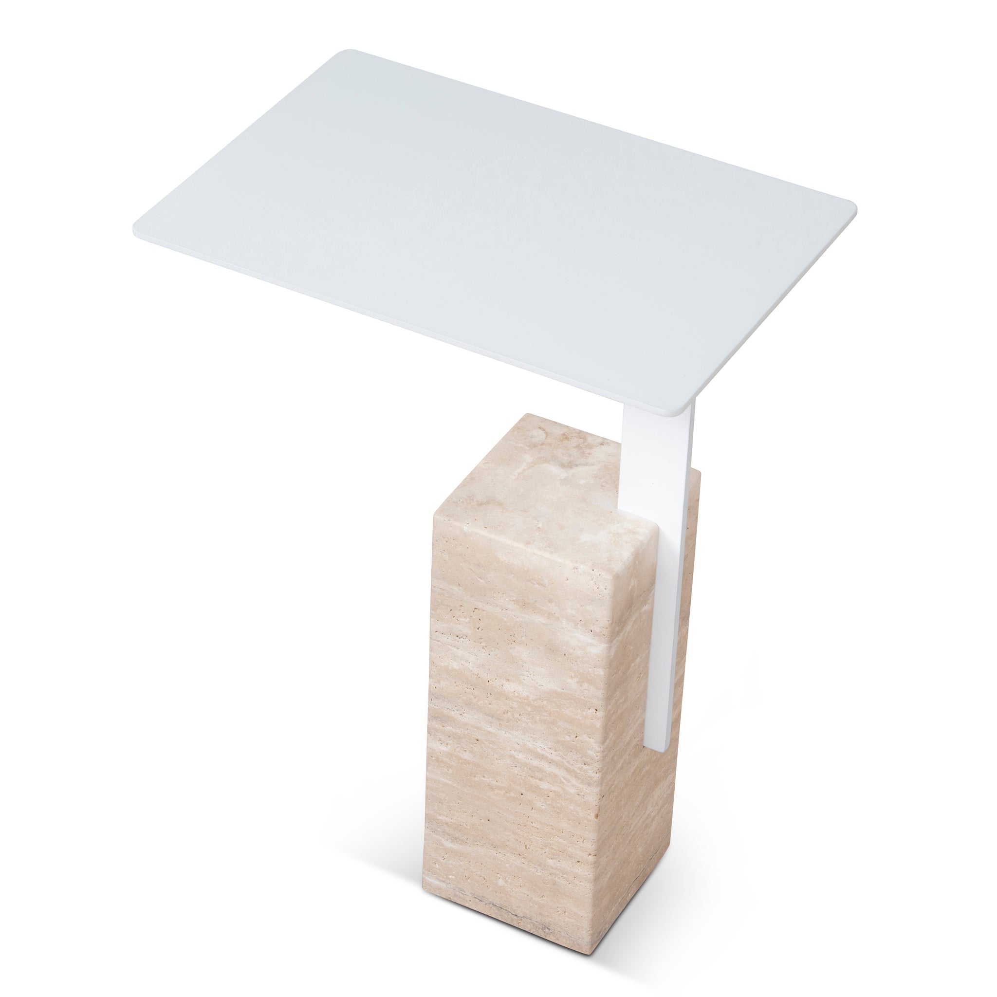 40cm Matte White Capri Side Table - Natural