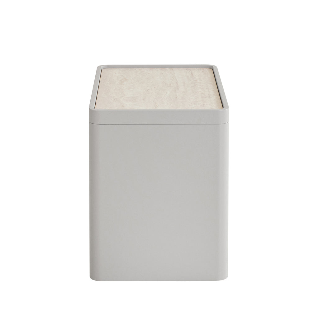 Glass Top Bedside Table - Warm Grey