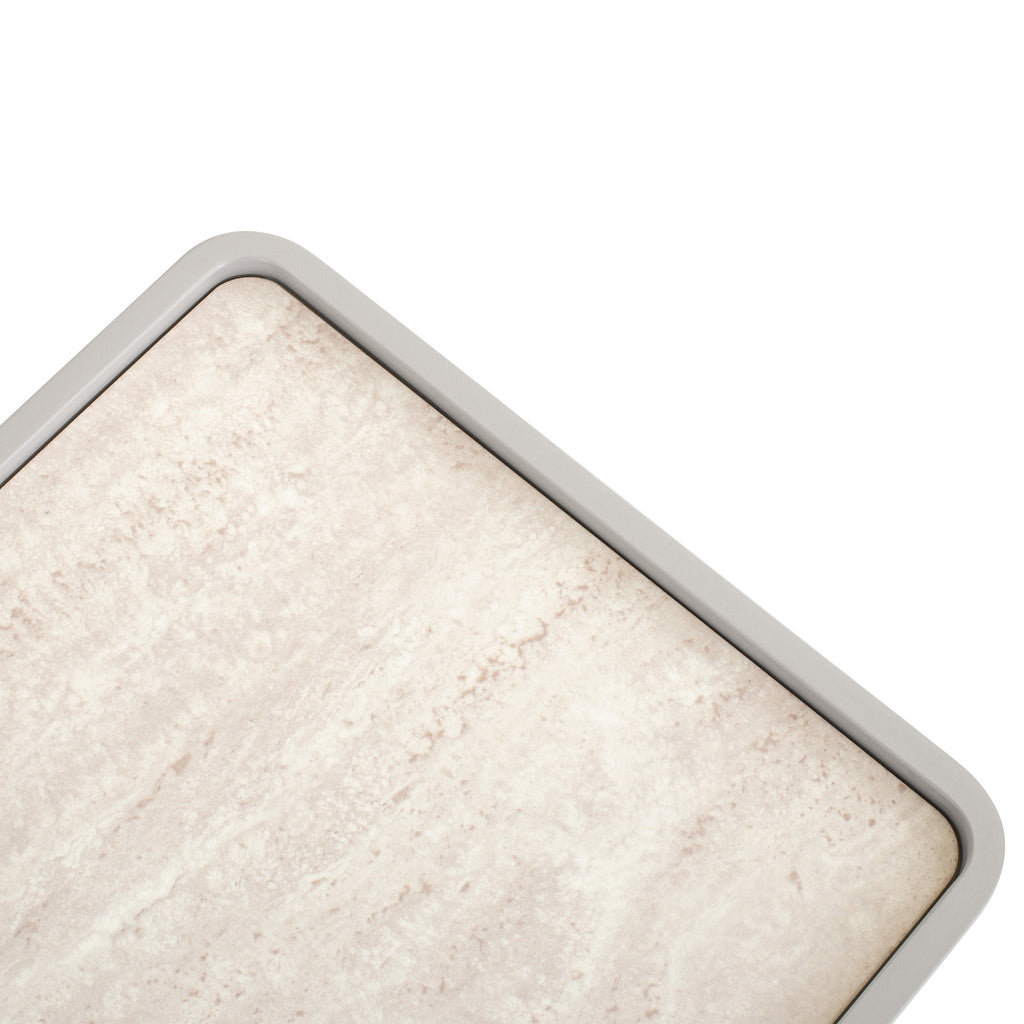 Glass Top Bedside Table - Warm Grey