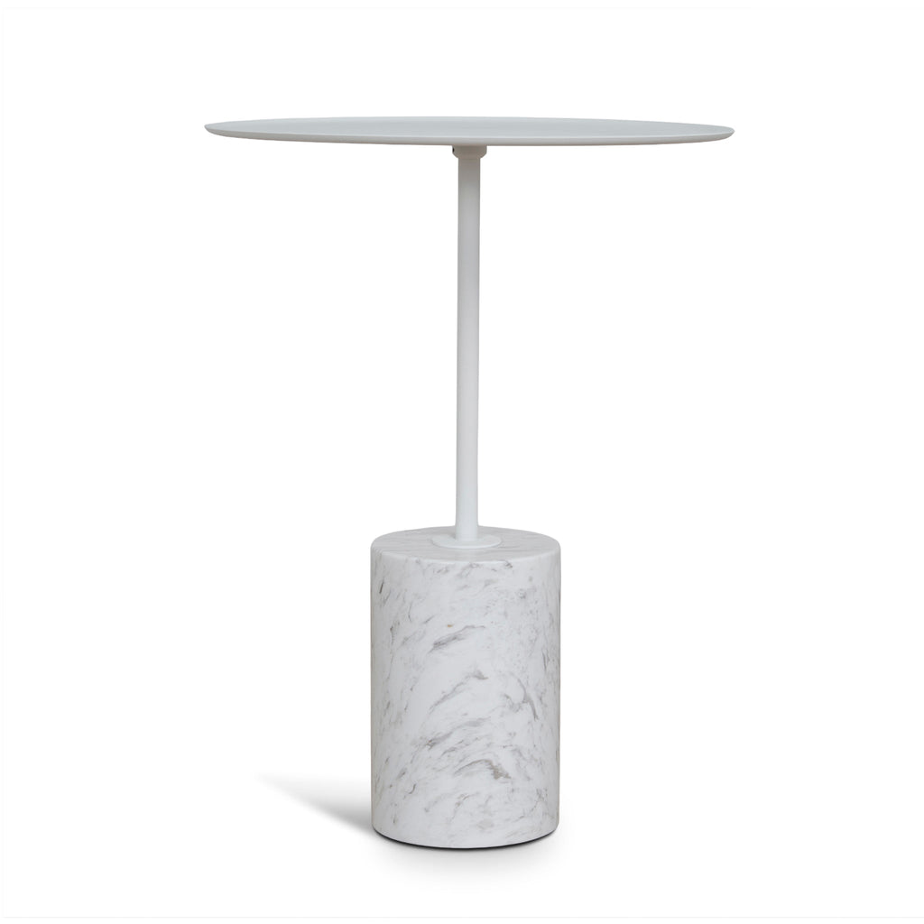 45cm Matte White Capri Side Table - Carrara Marble