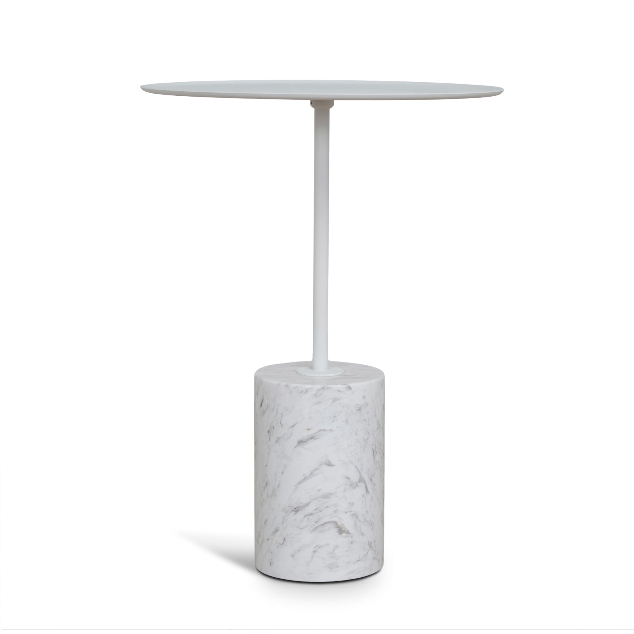 45cm Matte White Capri Side Table - Carrara Marble