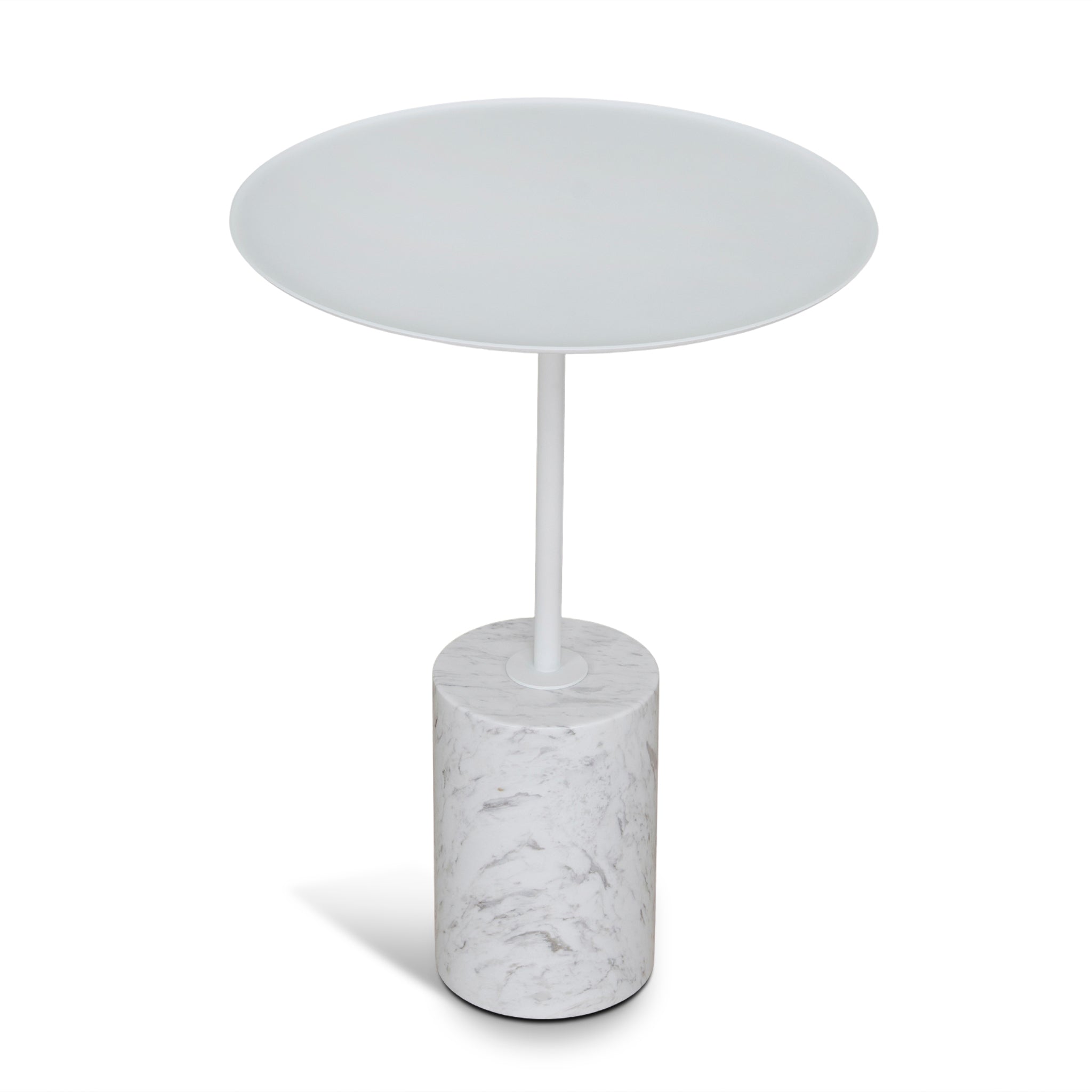 45cm Matte White Capri Side Table - Carrara Marble