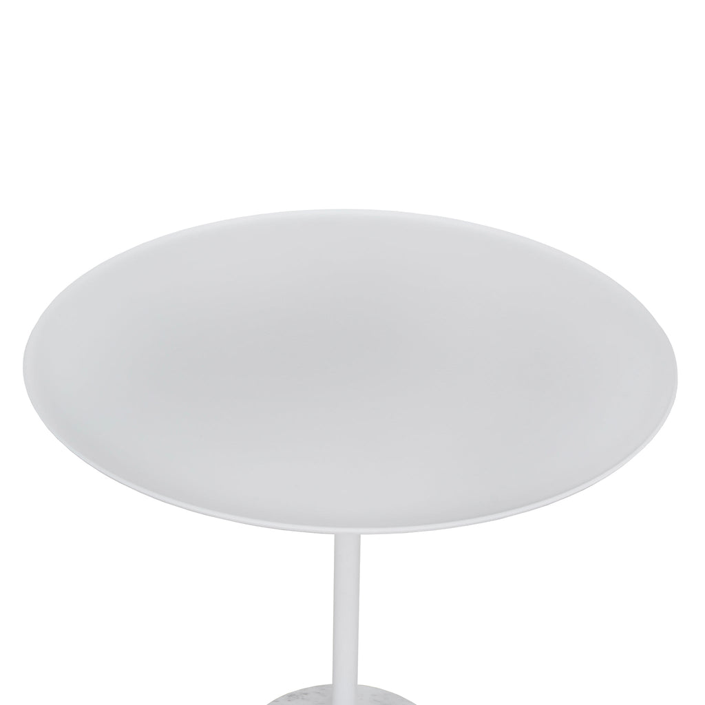 45cm Matte White Capri Side Table - Carrara Marble