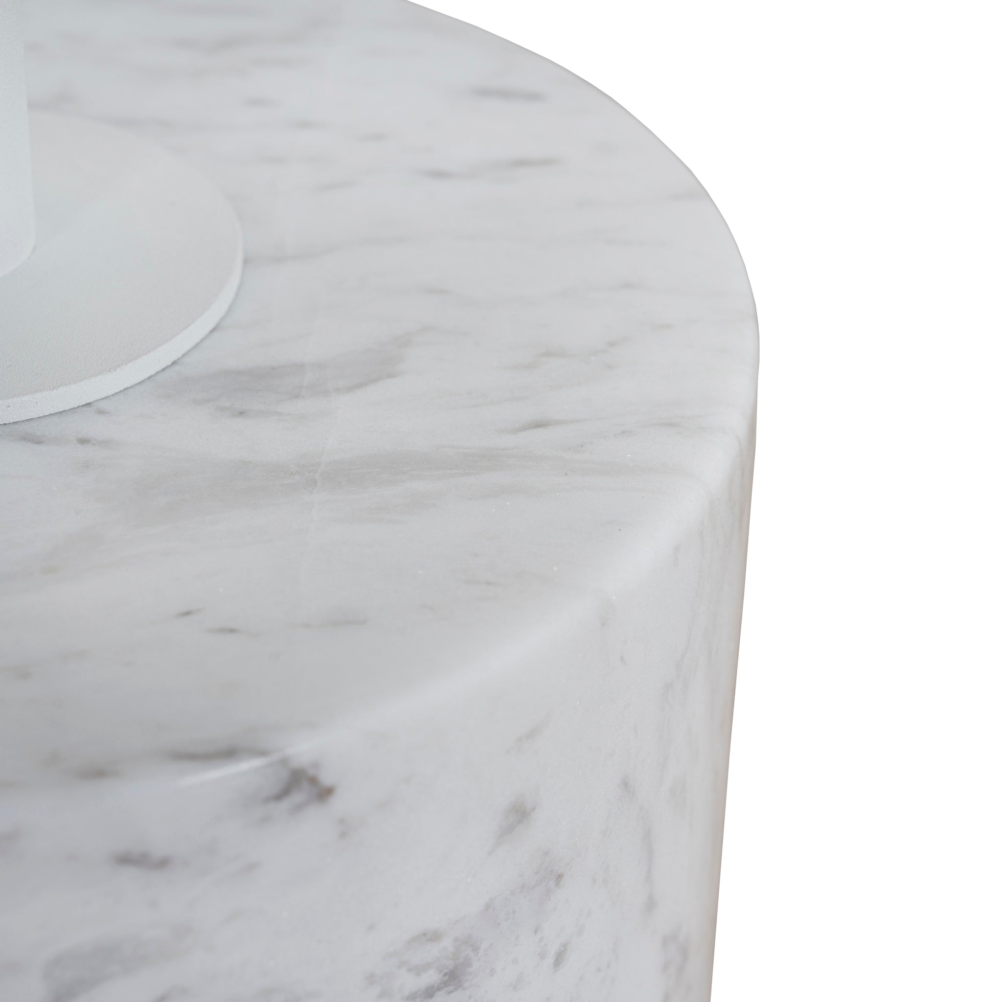 45cm Matte White Capri Side Table - Carrara Marble