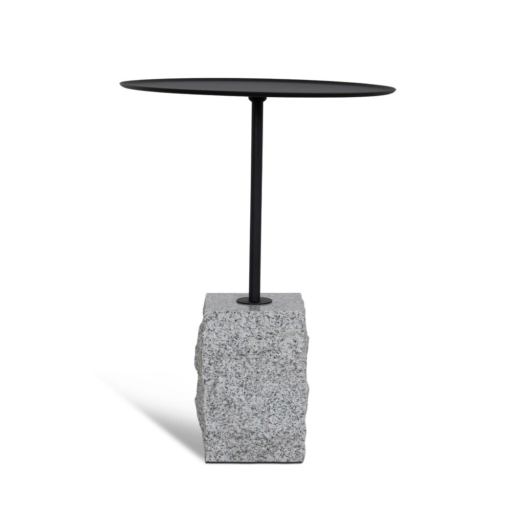 45cm Matte Black Capri Side Table - Faceted Granite Marble