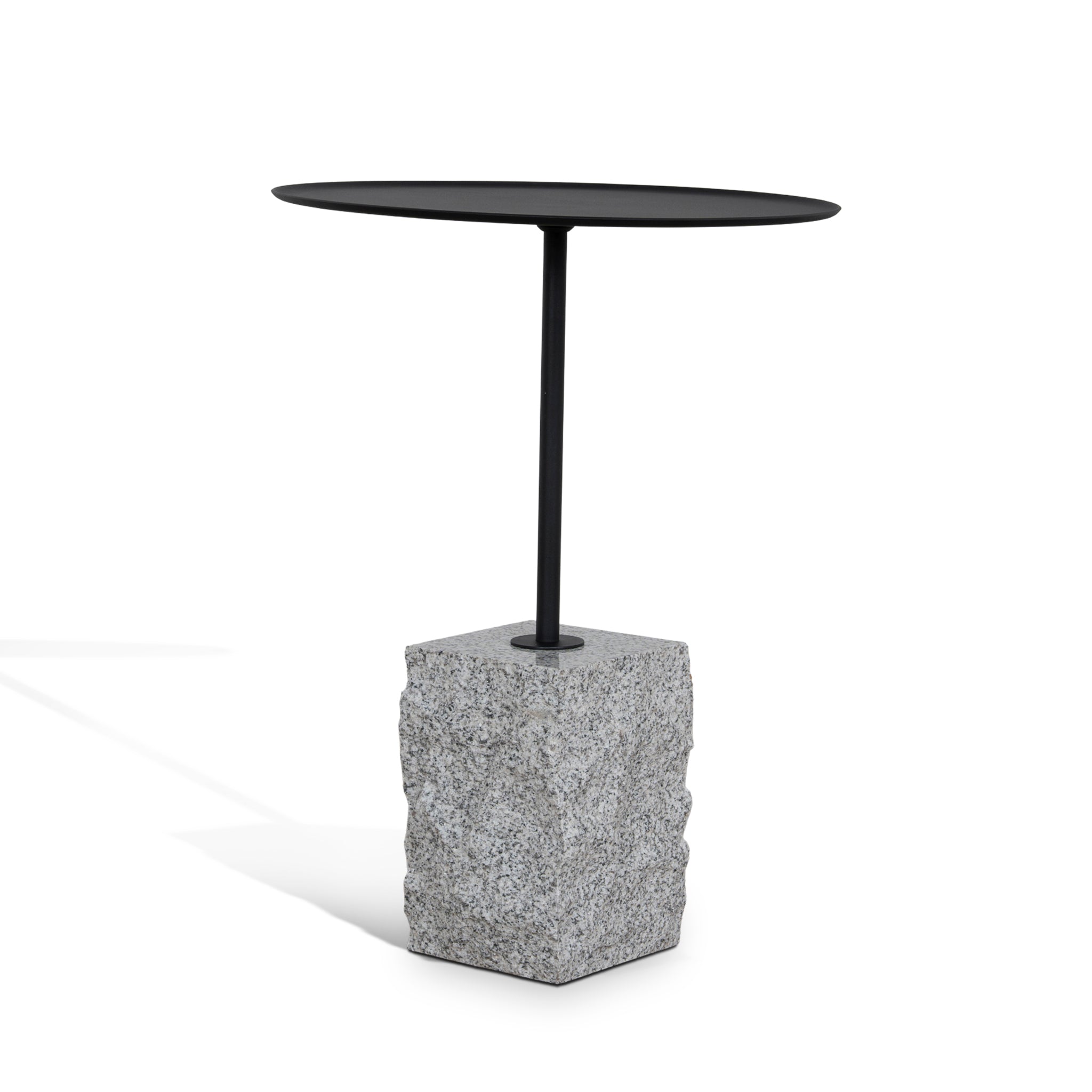 45cm Matte Black Capri Side Table - Faceted Granite Marble