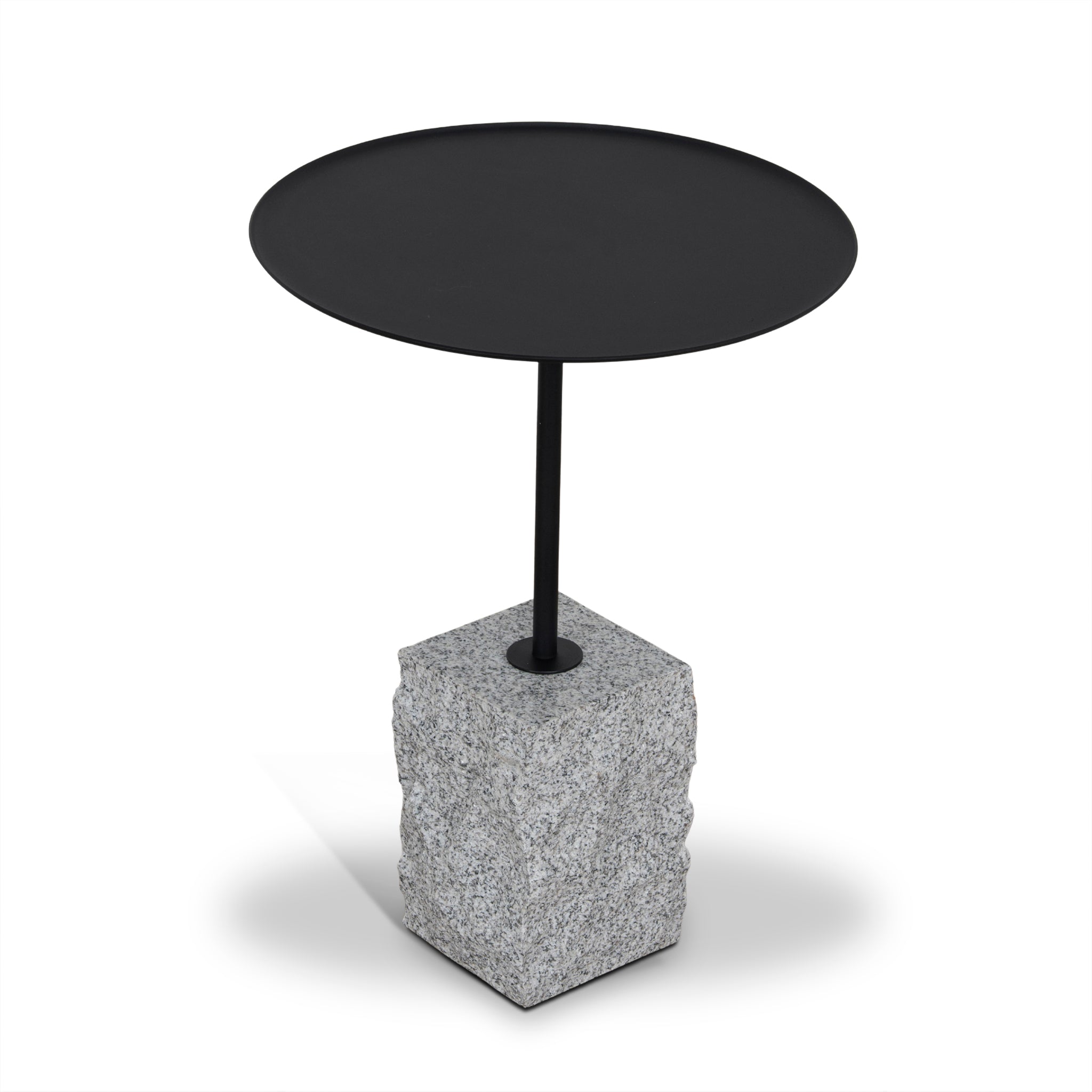 45cm Matte Black Capri Side Table - Faceted Granite Marble