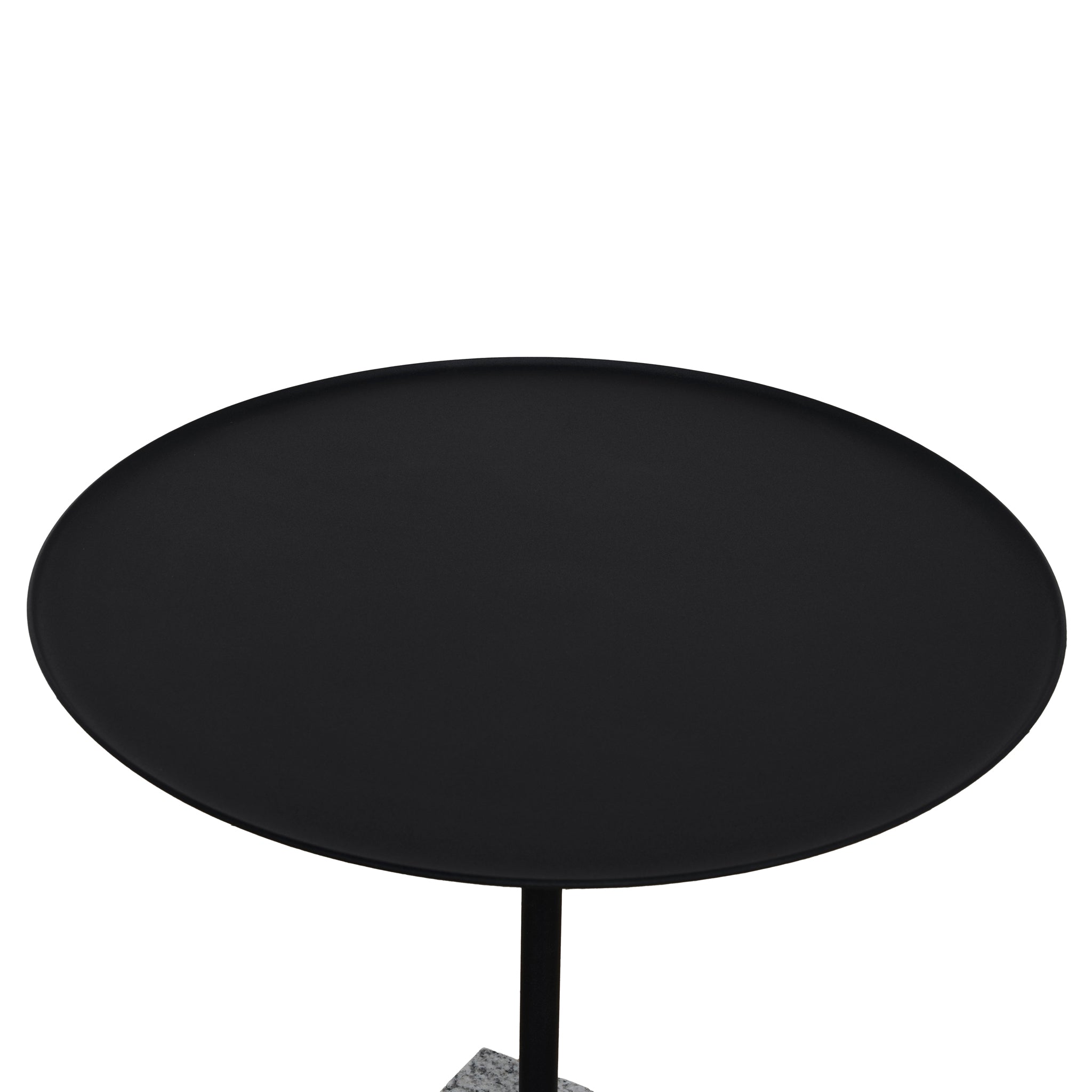 45cm Matte Black Capri Side Table - Faceted Granite Marble