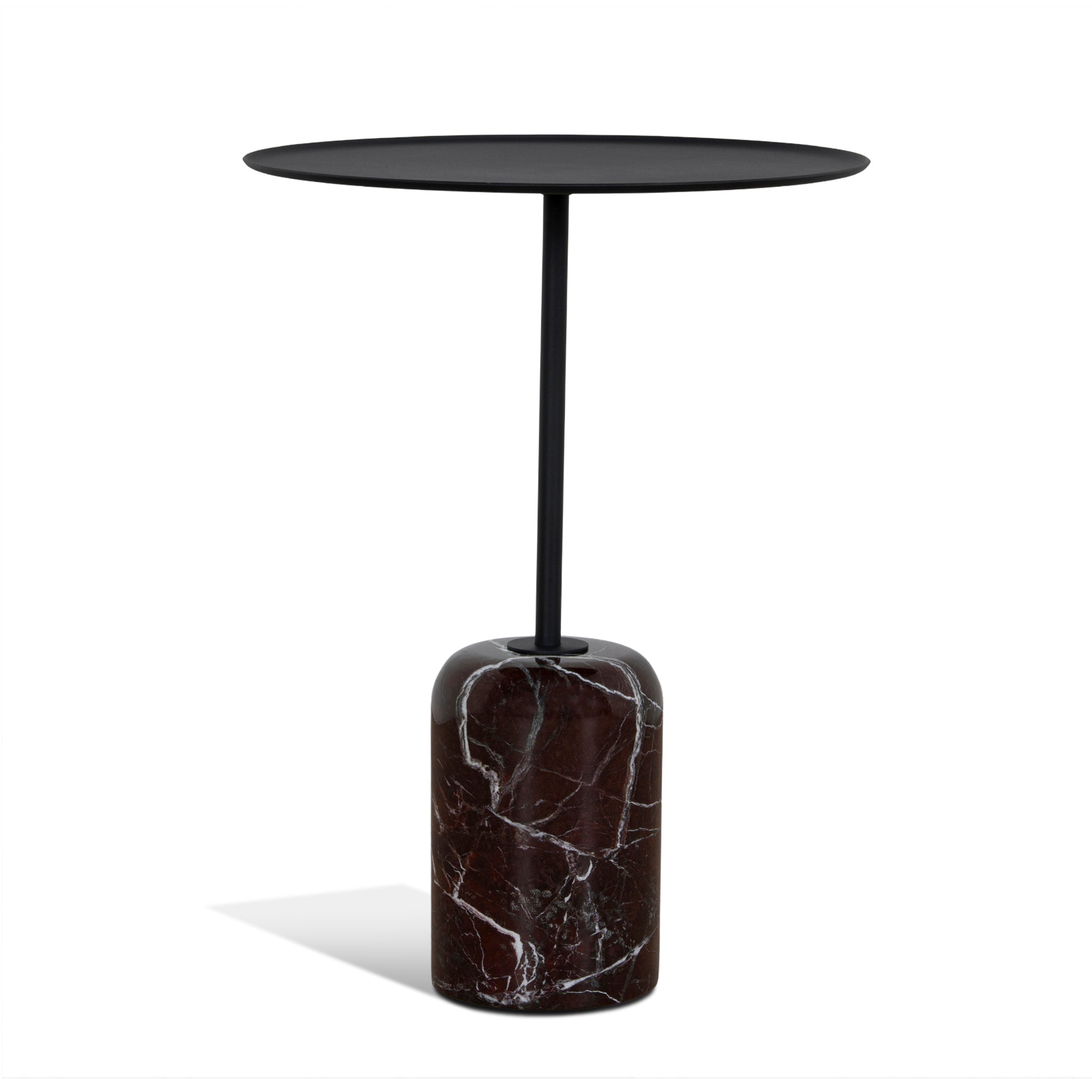 45cm Matte Black Capri Side Table - Rosso Levanto Marble