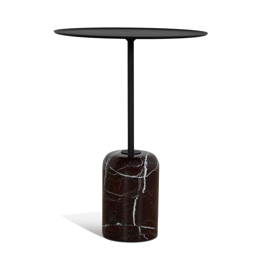 45cm Matte Black Capri Side Table - Rosso Levanto Marble