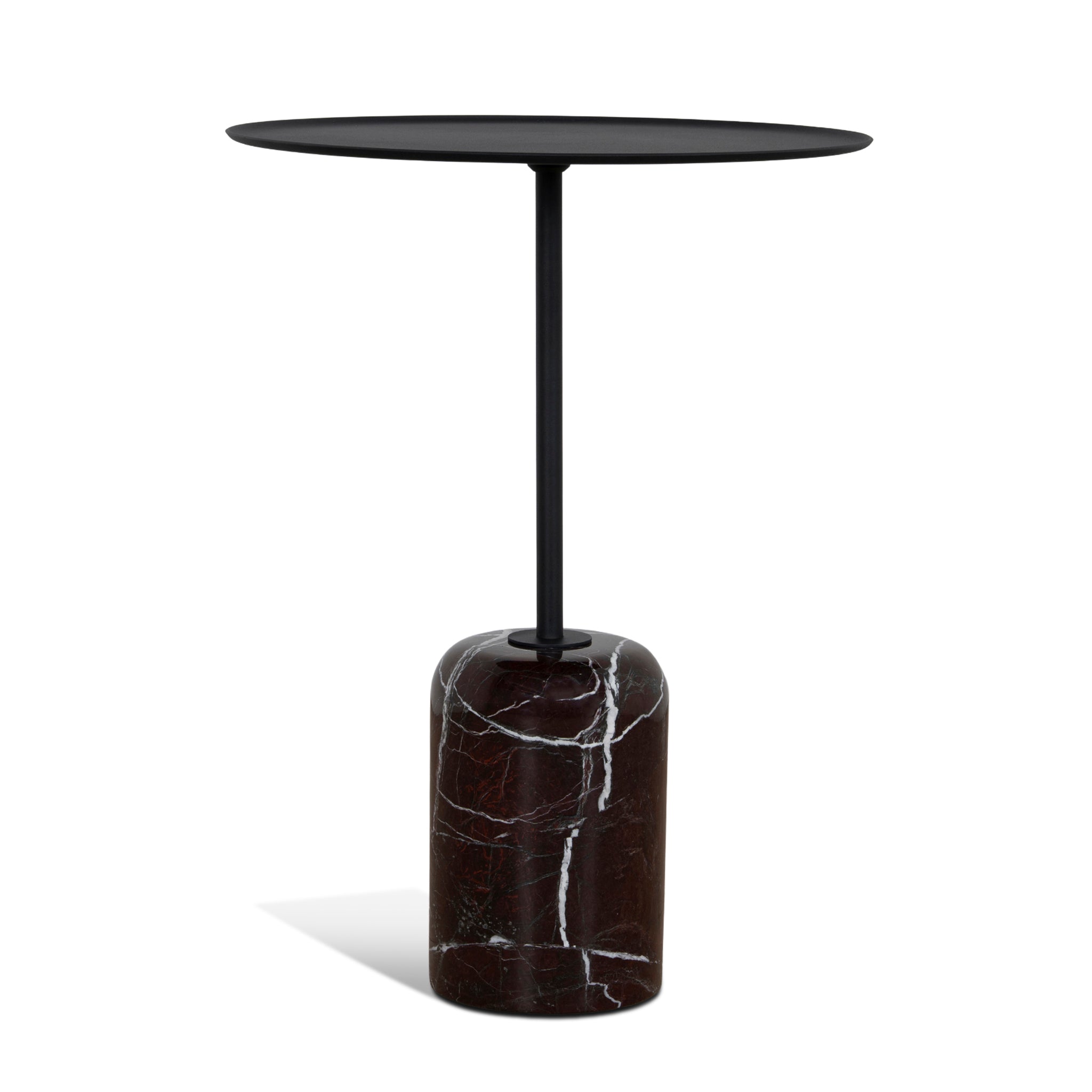 45cm Matte Black Capri Side Table - Rosso Levanto Marble