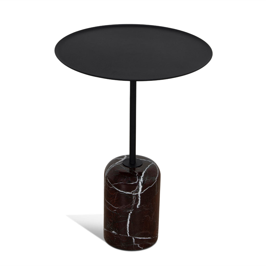 45cm Matte Black Capri Side Table - Rosso Levanto Marble