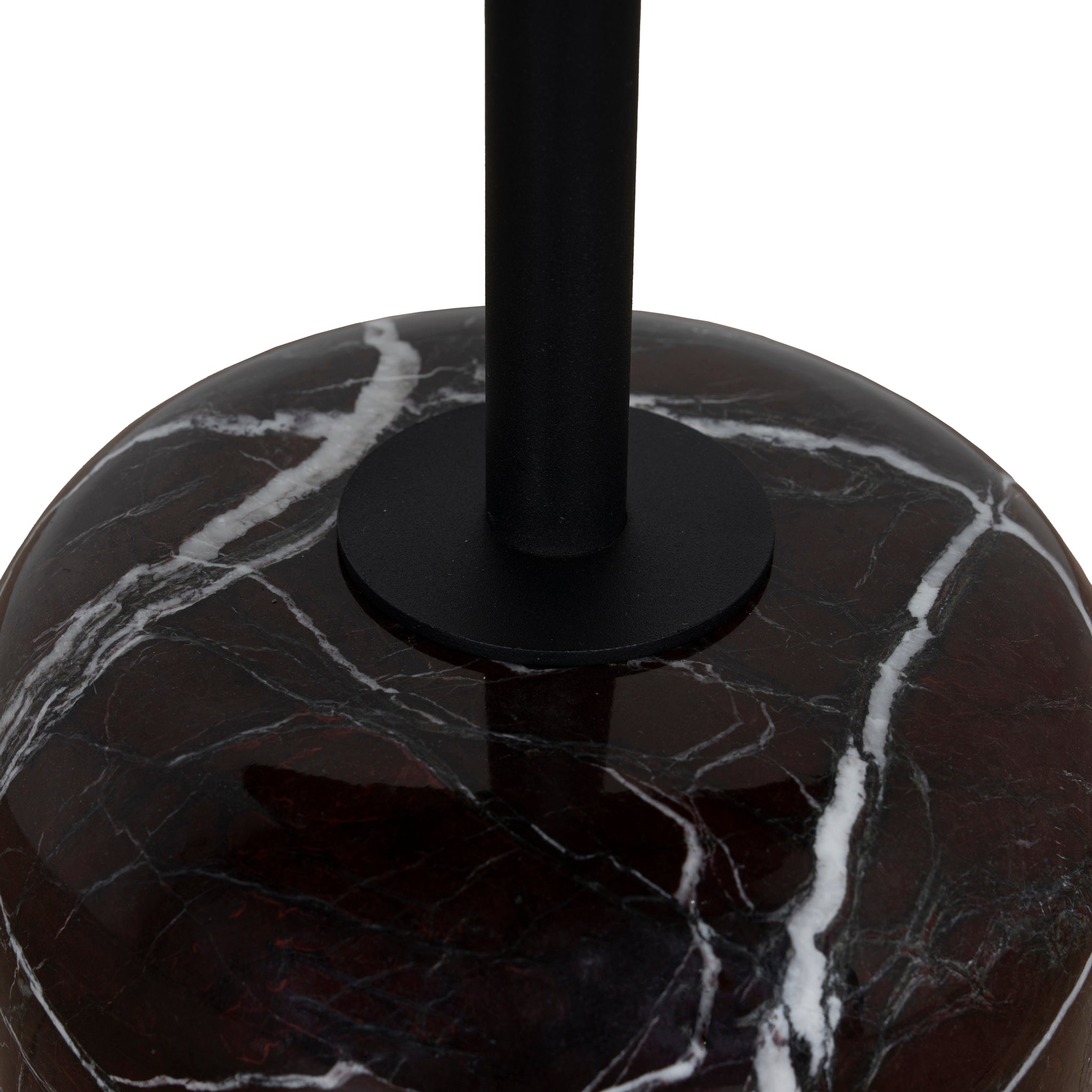 45cm Matte Black Capri Side Table - Rosso Levanto Marble