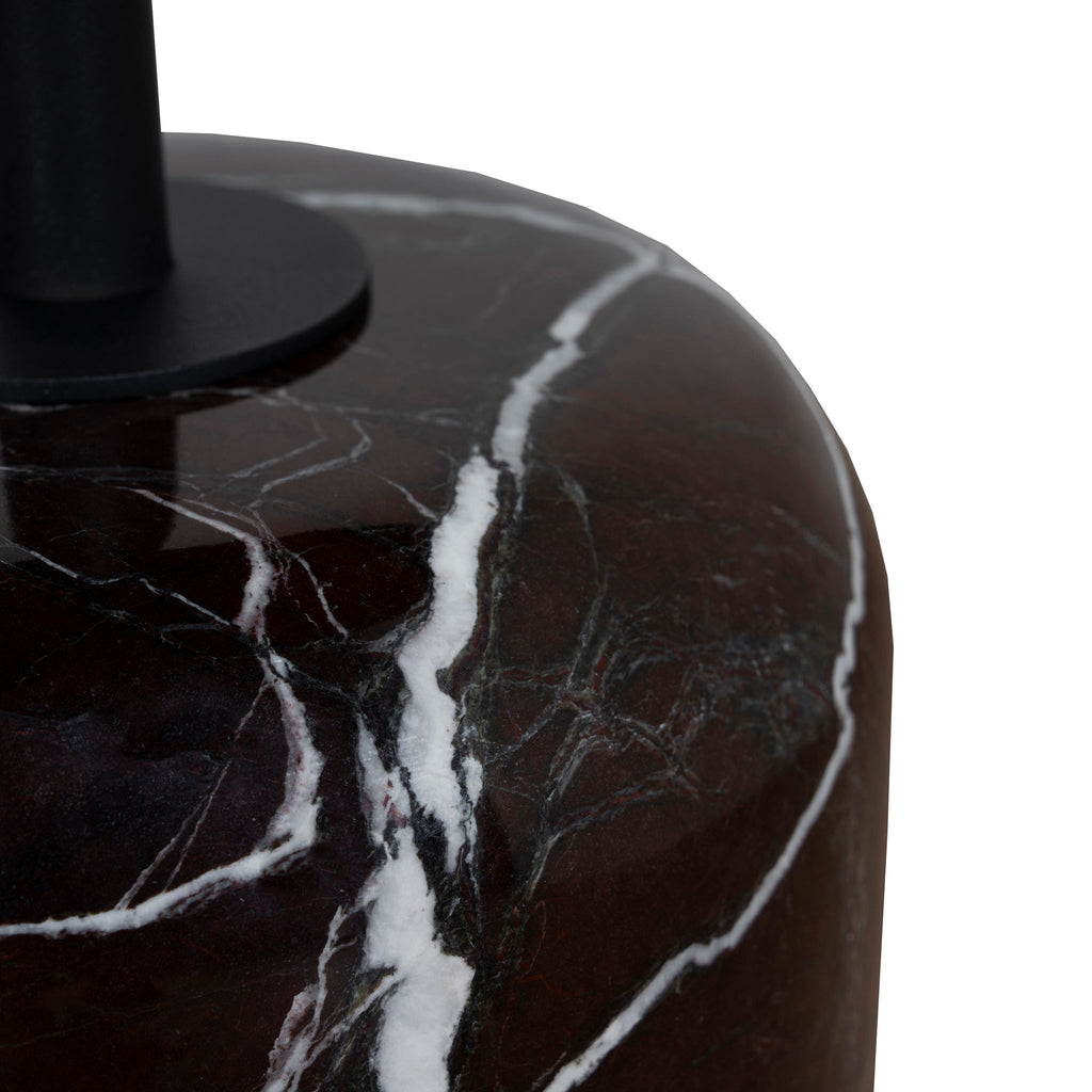 45cm Matte Black Capri Side Table - Rosso Levanto Marble