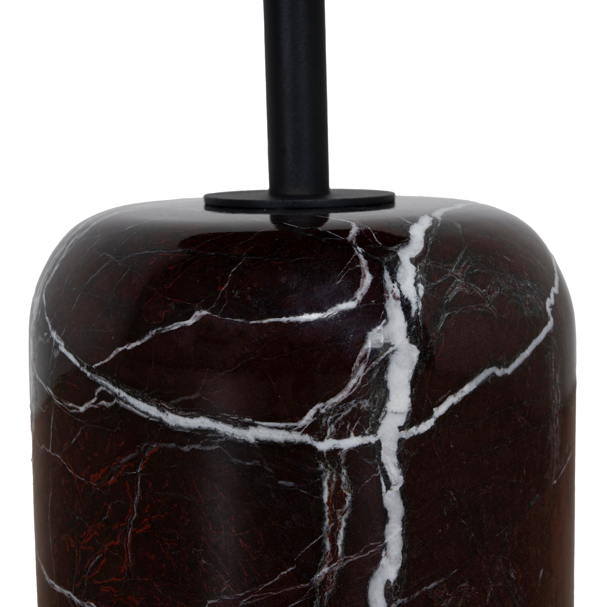 45cm Matte Black Capri Side Table - Rosso Levanto Marble