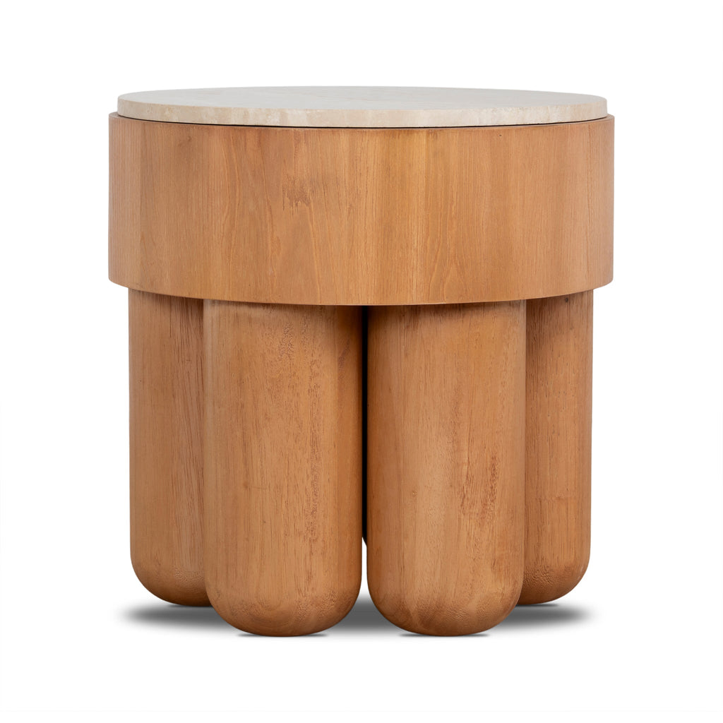 50cm Round Travertine Capri Side Table - Natural