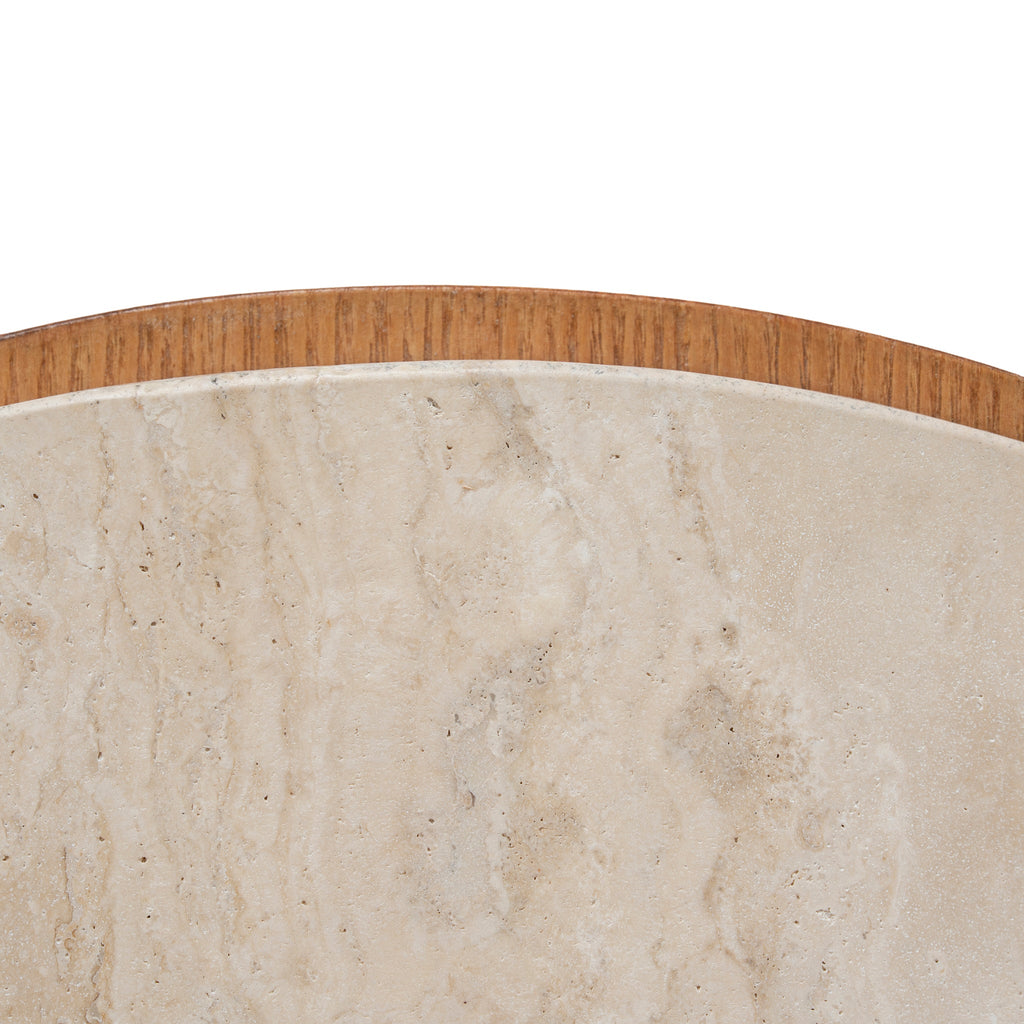 50cm Round Travertine Capri Side Table - Natural