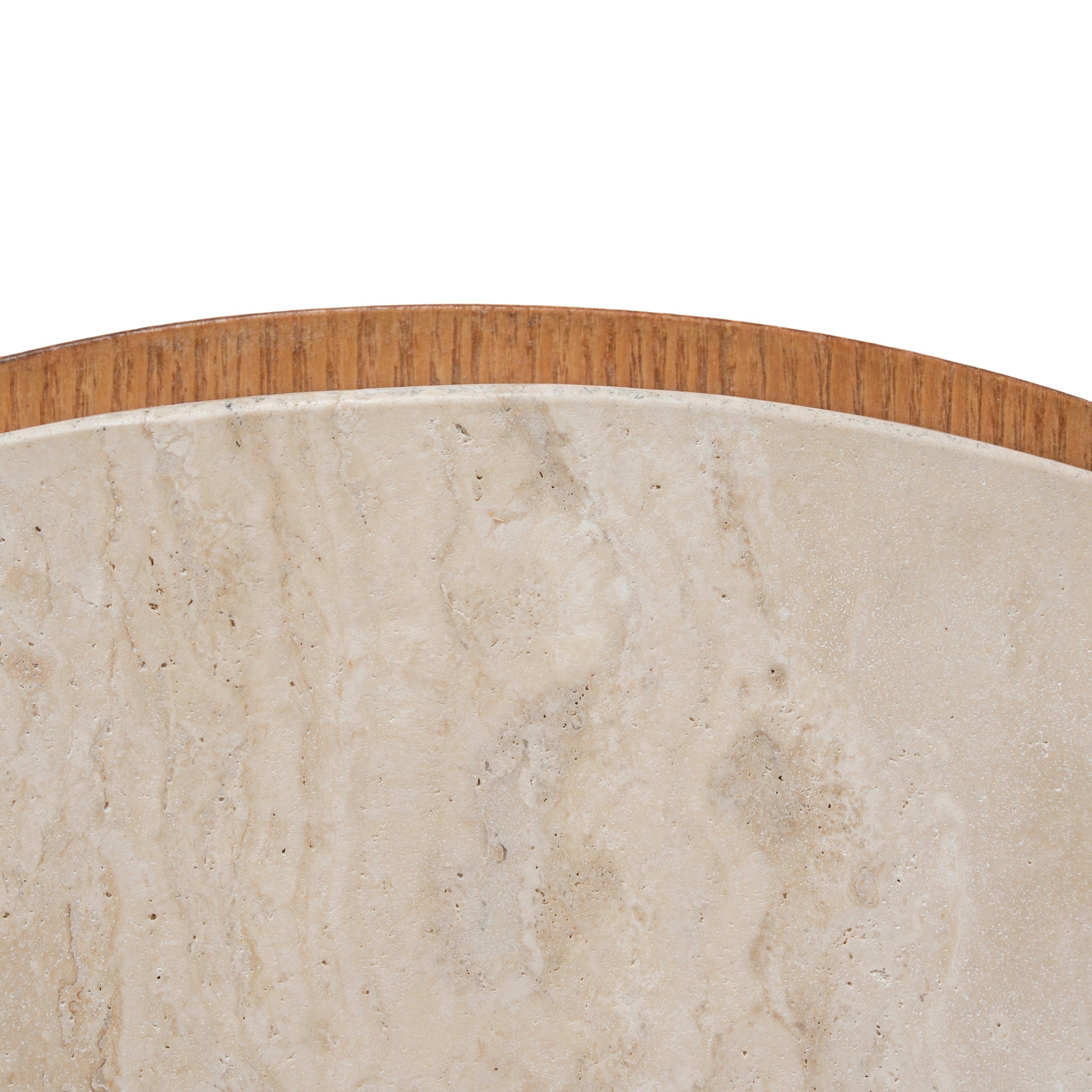 50cm Round Travertine Capri Side Table - Natural