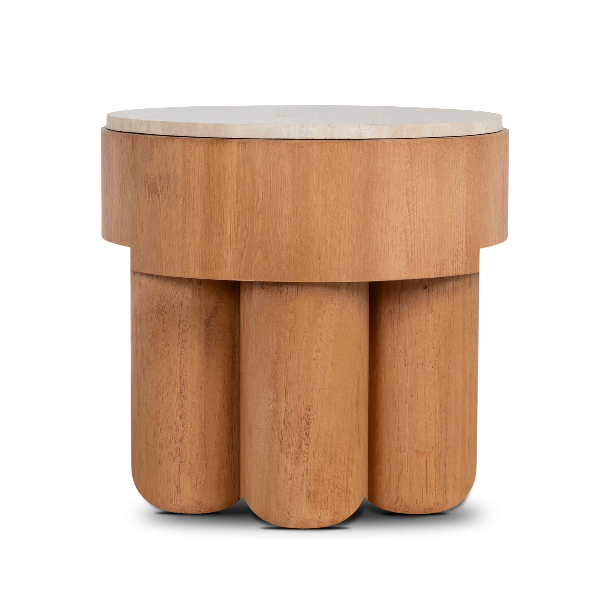 50cm Round Travertine Capri Side Table - Natural