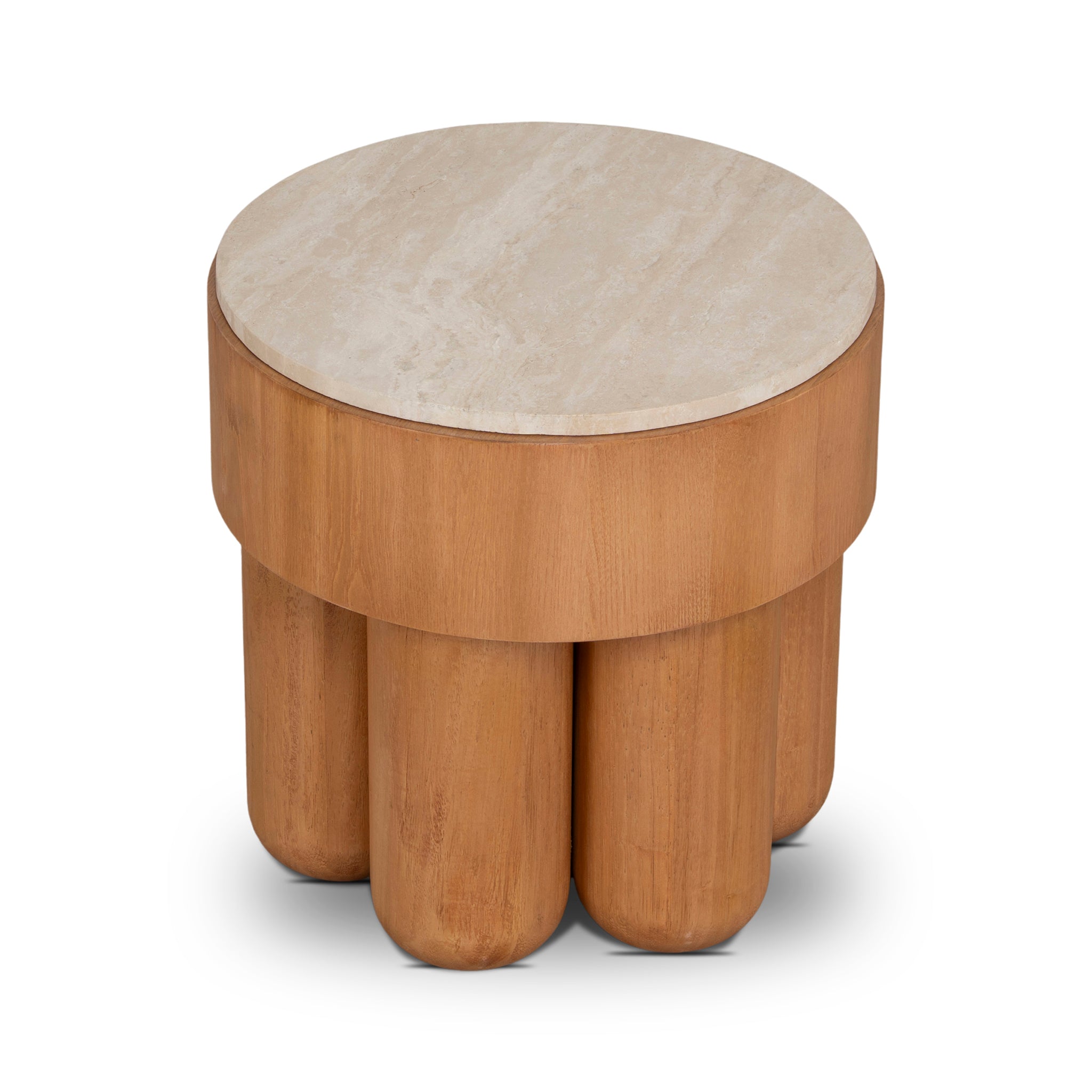 50cm Round Travertine Capri Side Table - Natural