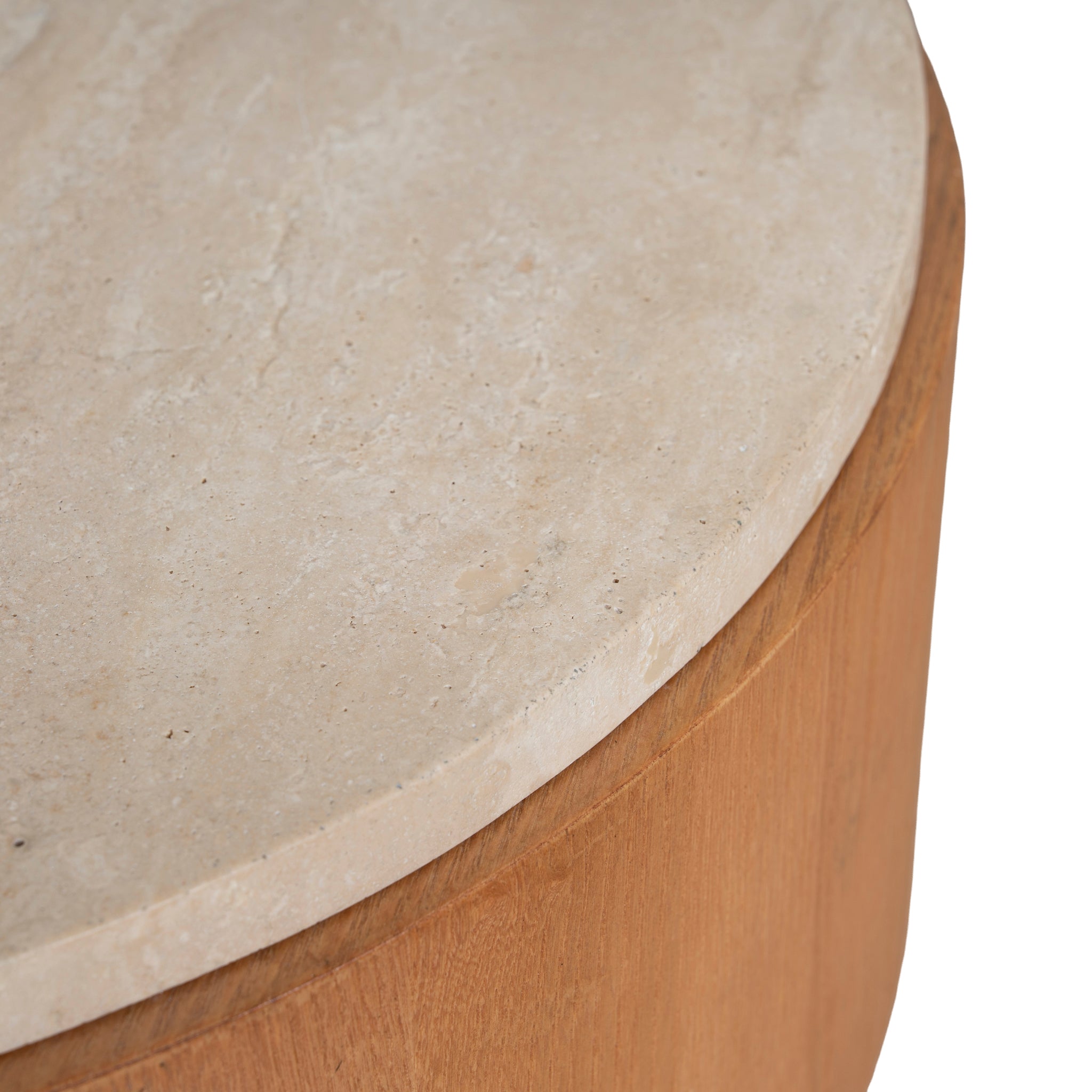 50cm Round Travertine Capri Side Table - Natural