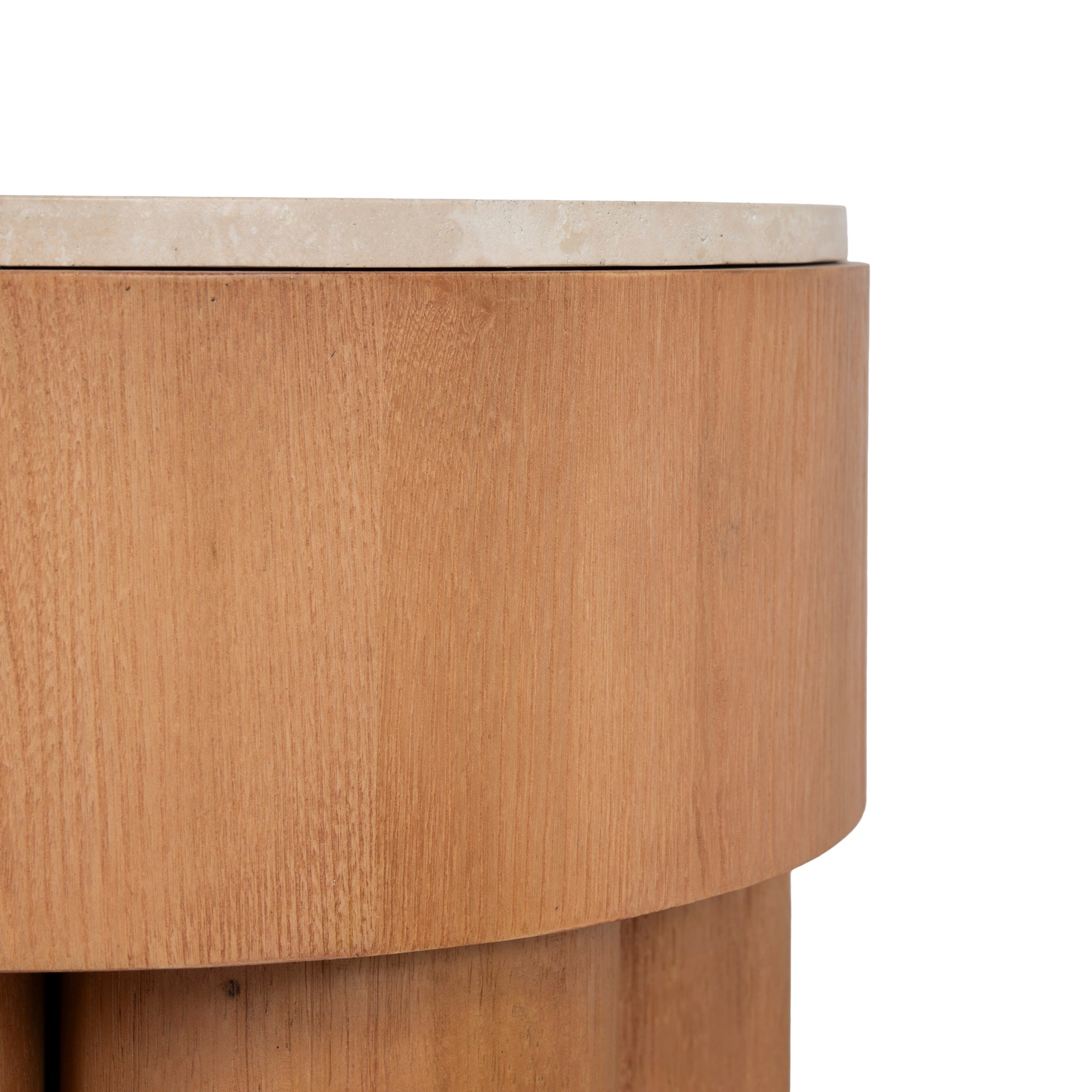 50cm Round Travertine Capri Side Table - Natural