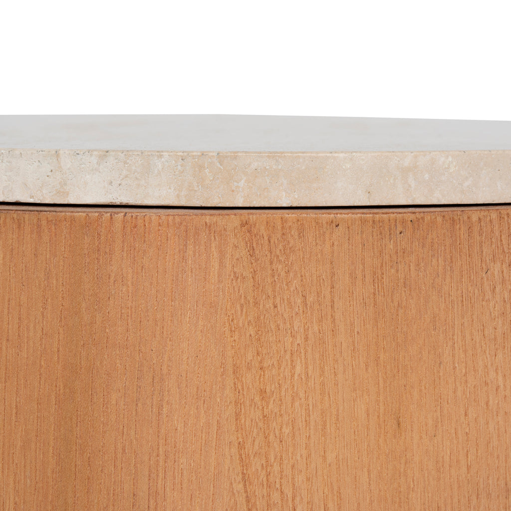 50cm Round Travertine Capri Side Table - Natural