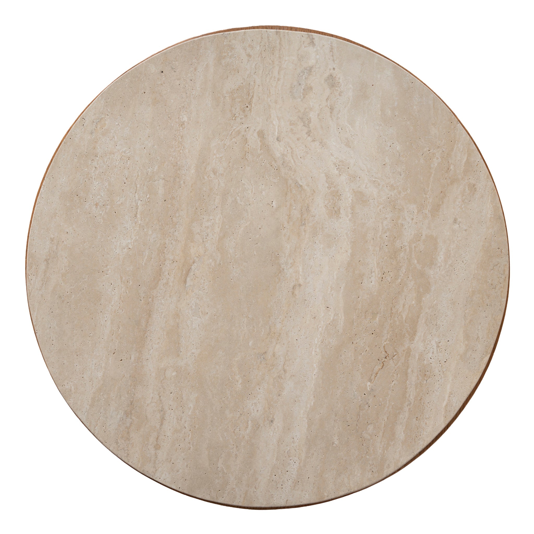 50cm Round Travertine Capri Side Table - Natural