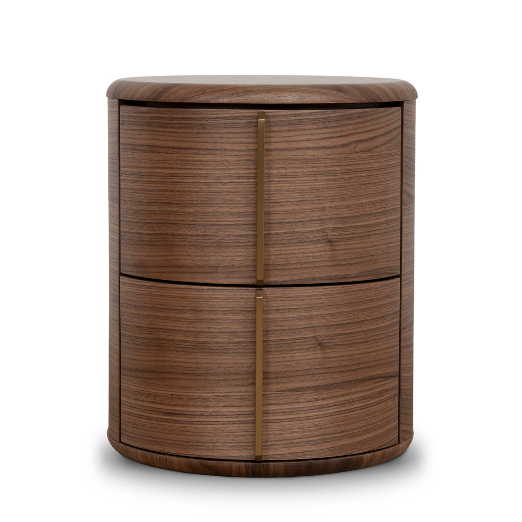 46cm Round Bedside Table - Walnut