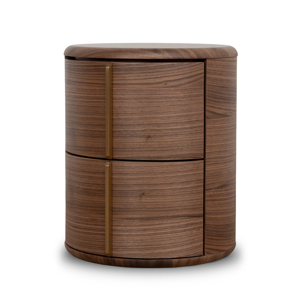 46cm Round Bedside Table - Walnut