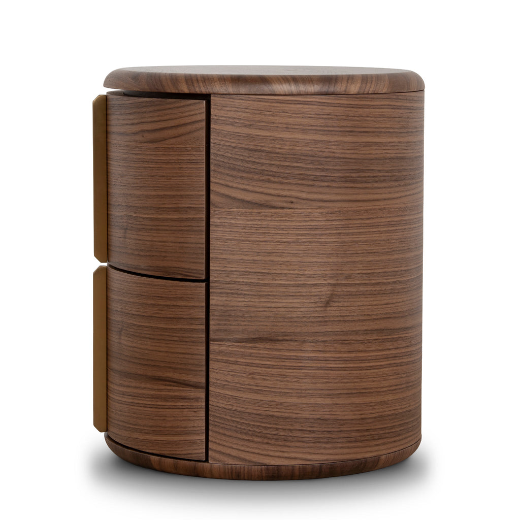 46cm Round Bedside Table - Walnut